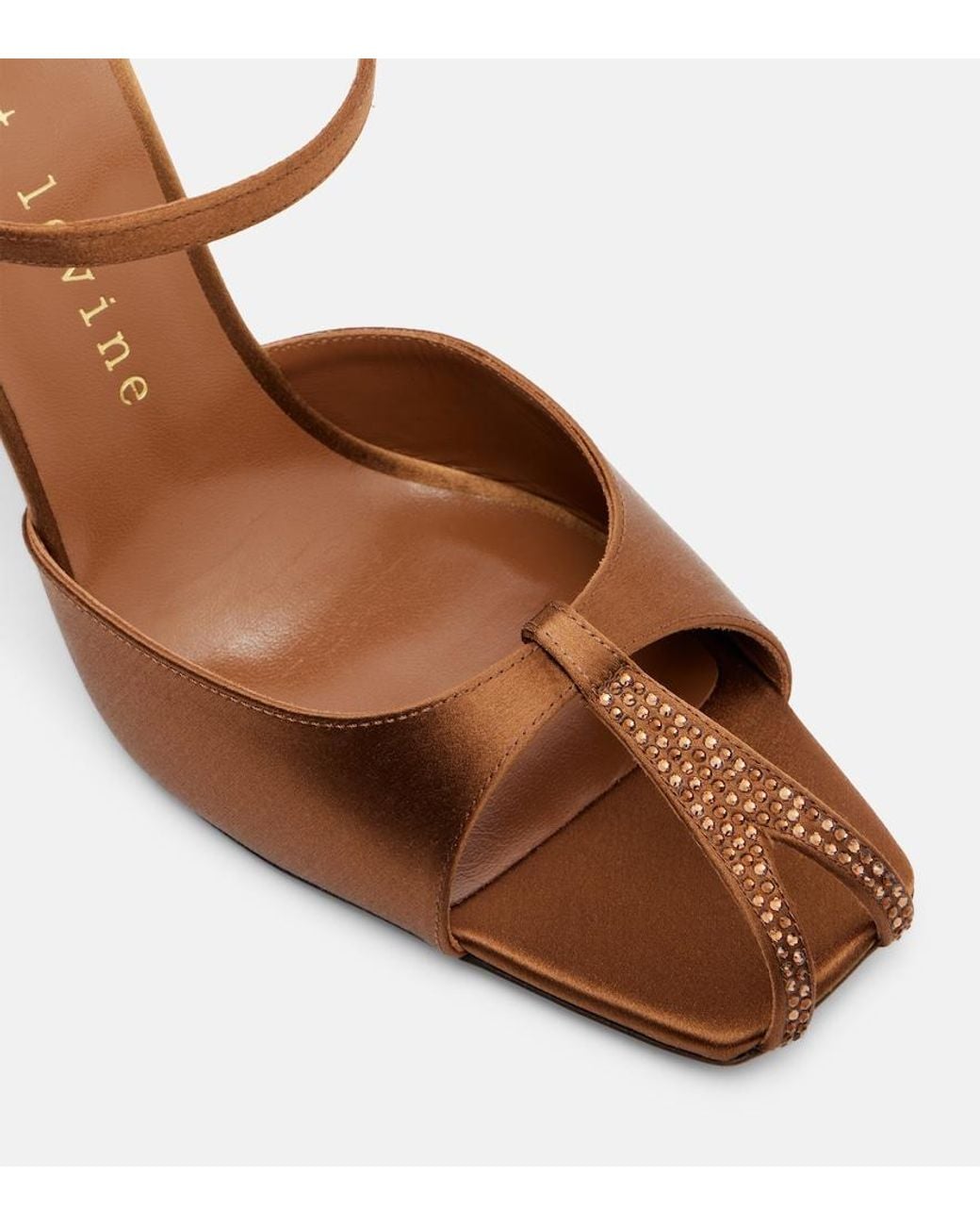 Herbert Levine Brown Hidden Gem Embellished Satin Mules