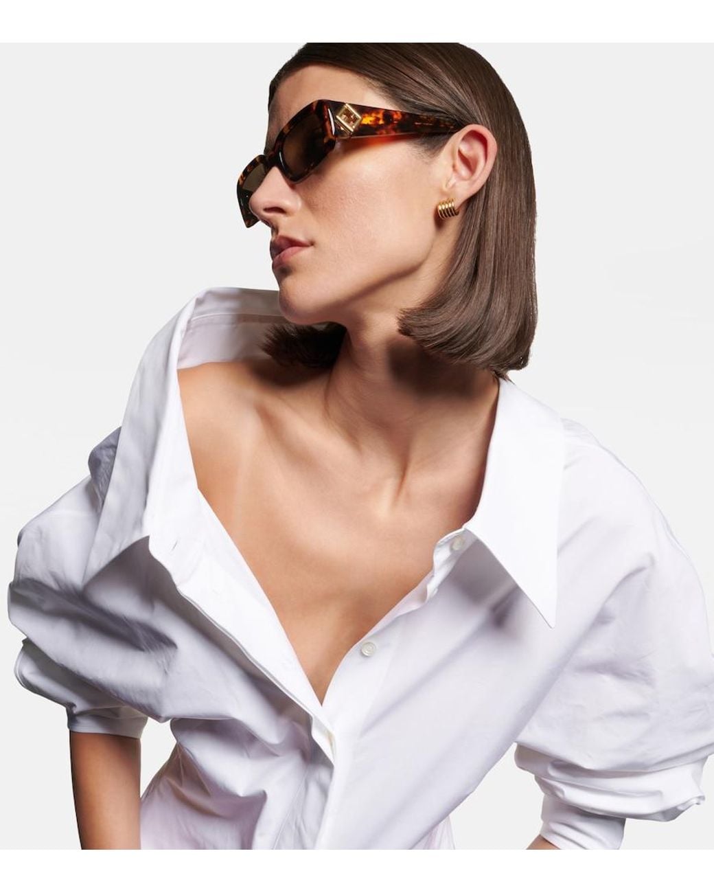 Fendi Brown Eckige Sonnenbrille Ff Diamonds