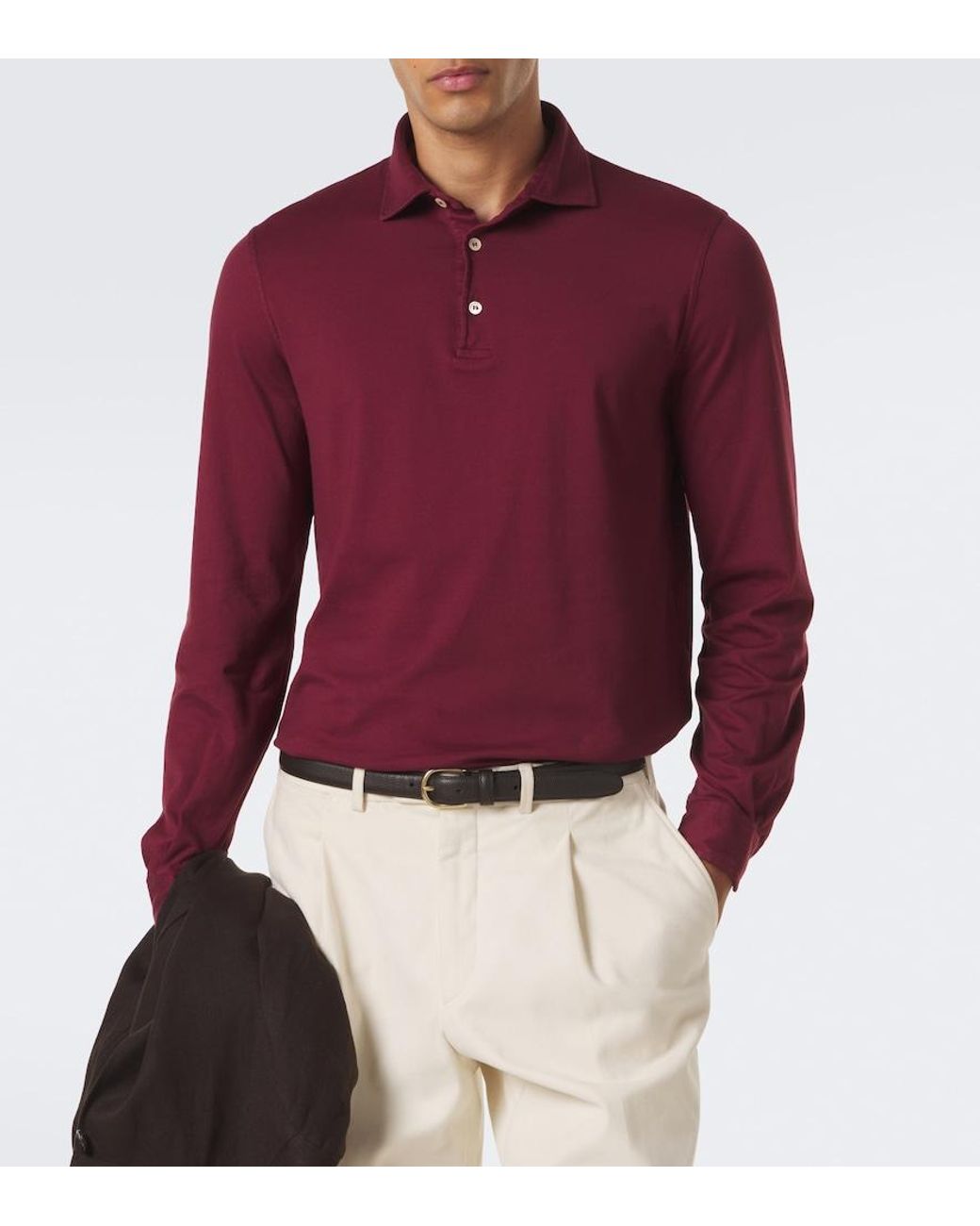 Fedeli Red Zero Cotton Jersey Polo Shirt for men