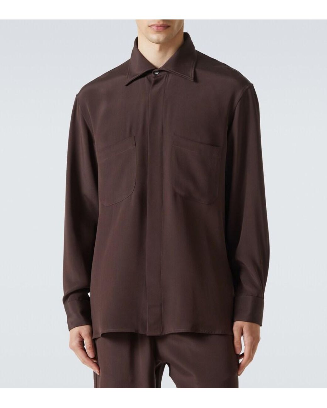 Saman Amel Brown Silk Shirt for men