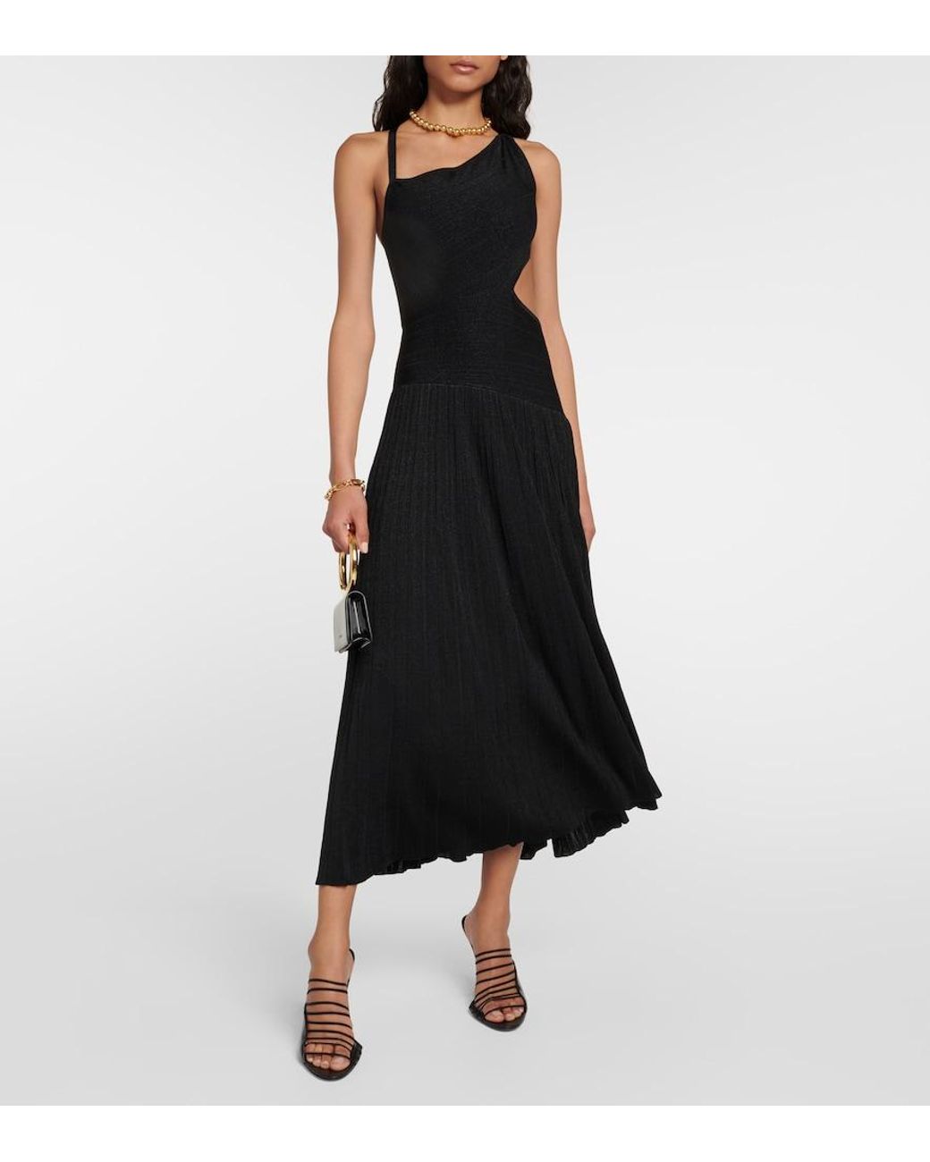 Zimmermann Black One-Shoulder Knit Midi Dress