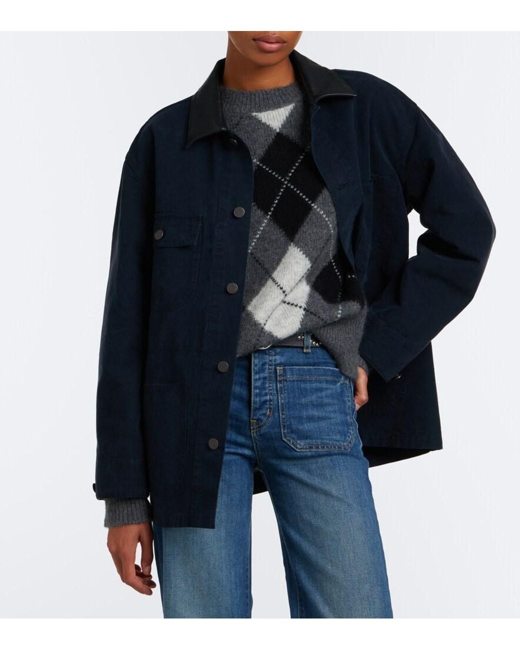 Nili Lotan Gray Donnika Argyle Cashmere And Silk Sweater