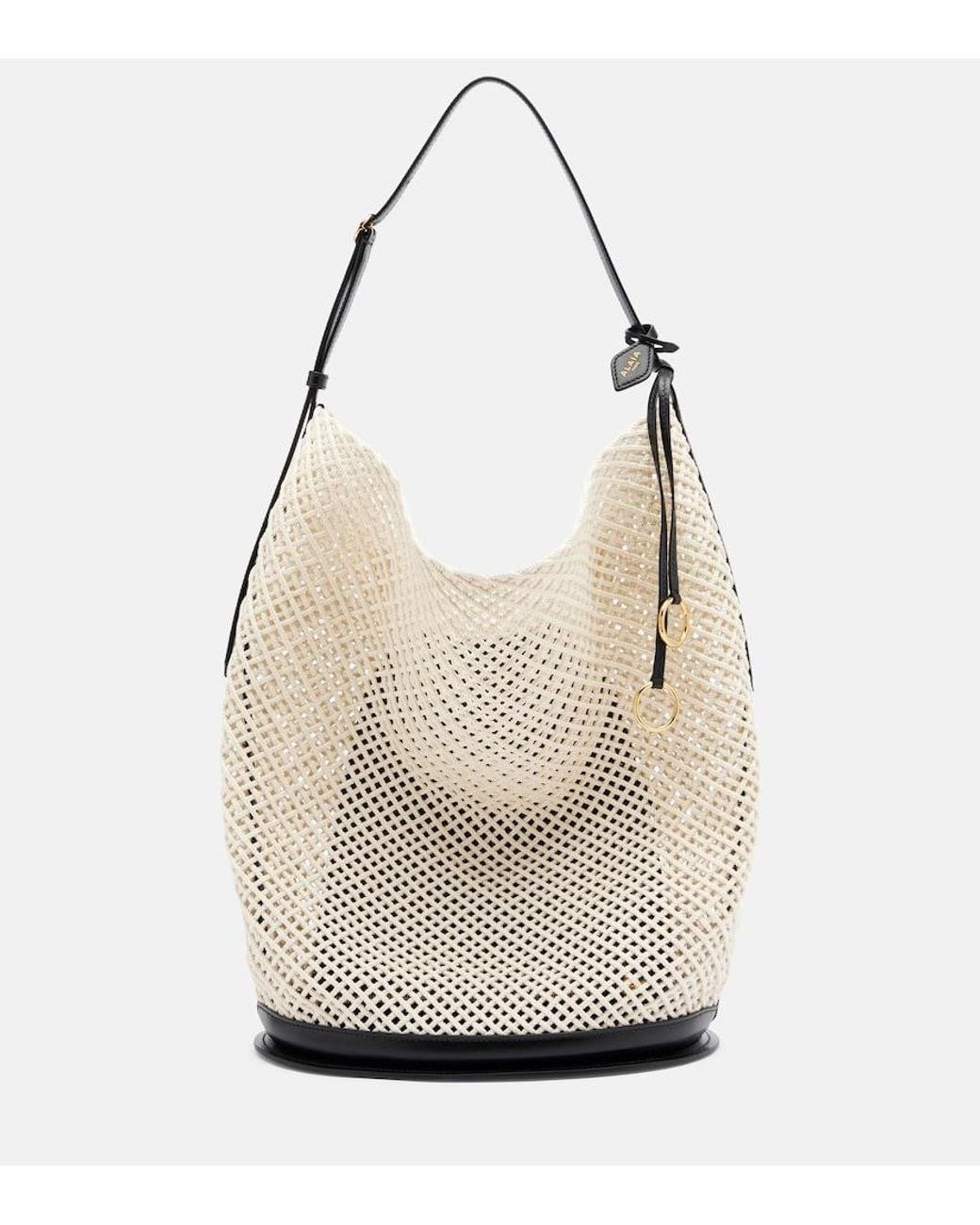 Alaïa White Hip Large Leather-Trimmed Bucket Bag
