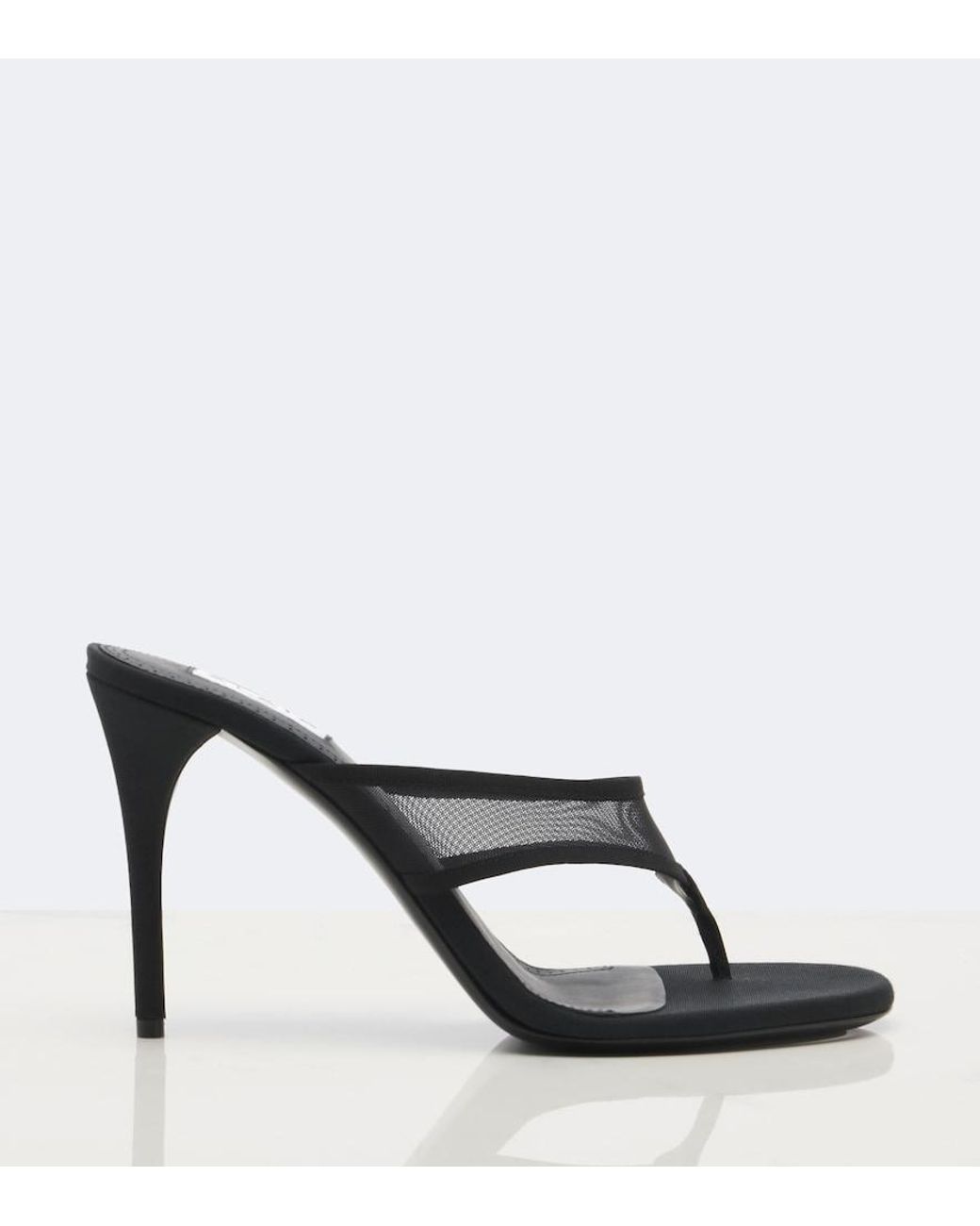 Alaïa Black Mesh Thong Sandals