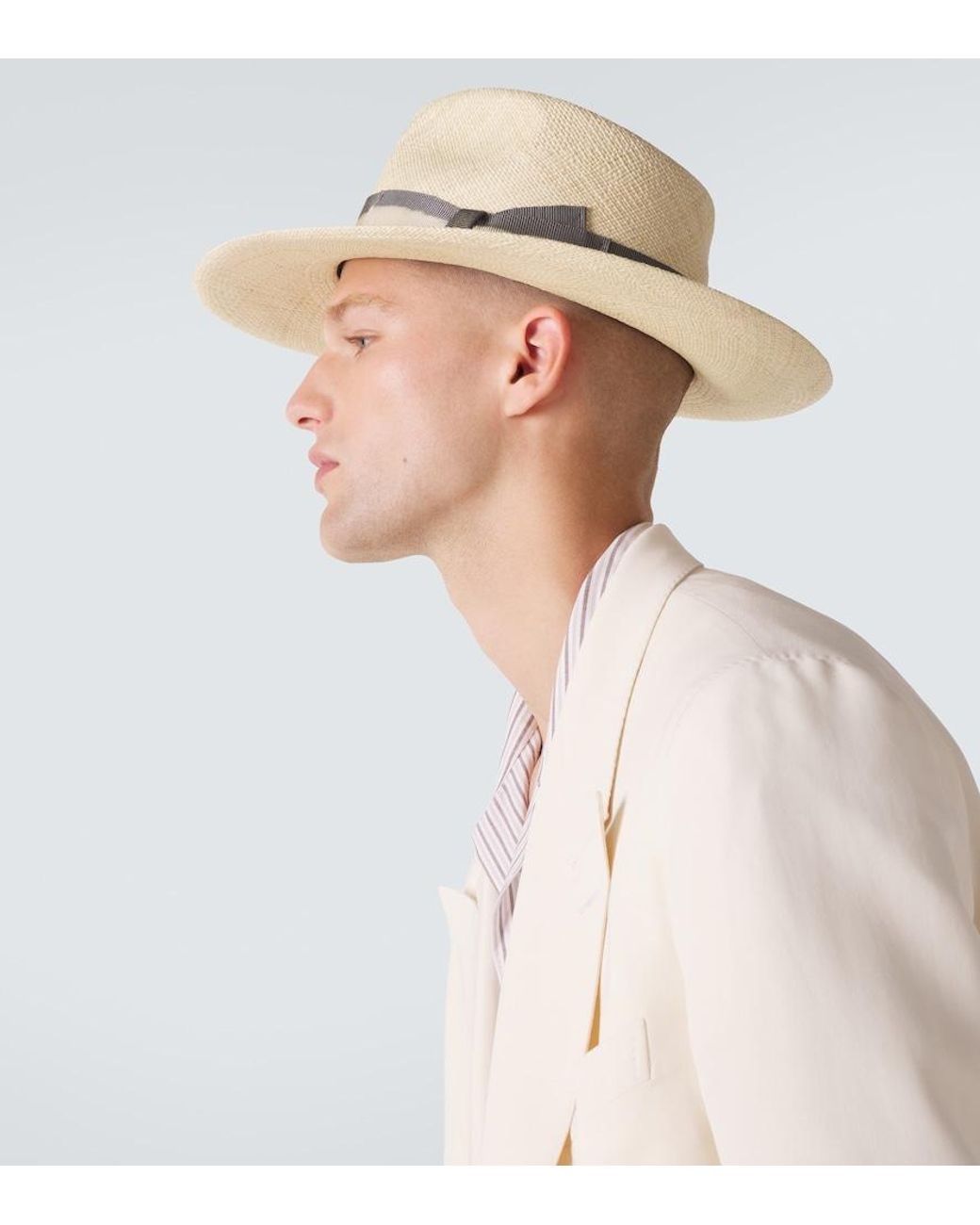Borsalino White Harlem Straw Panama Hat for men