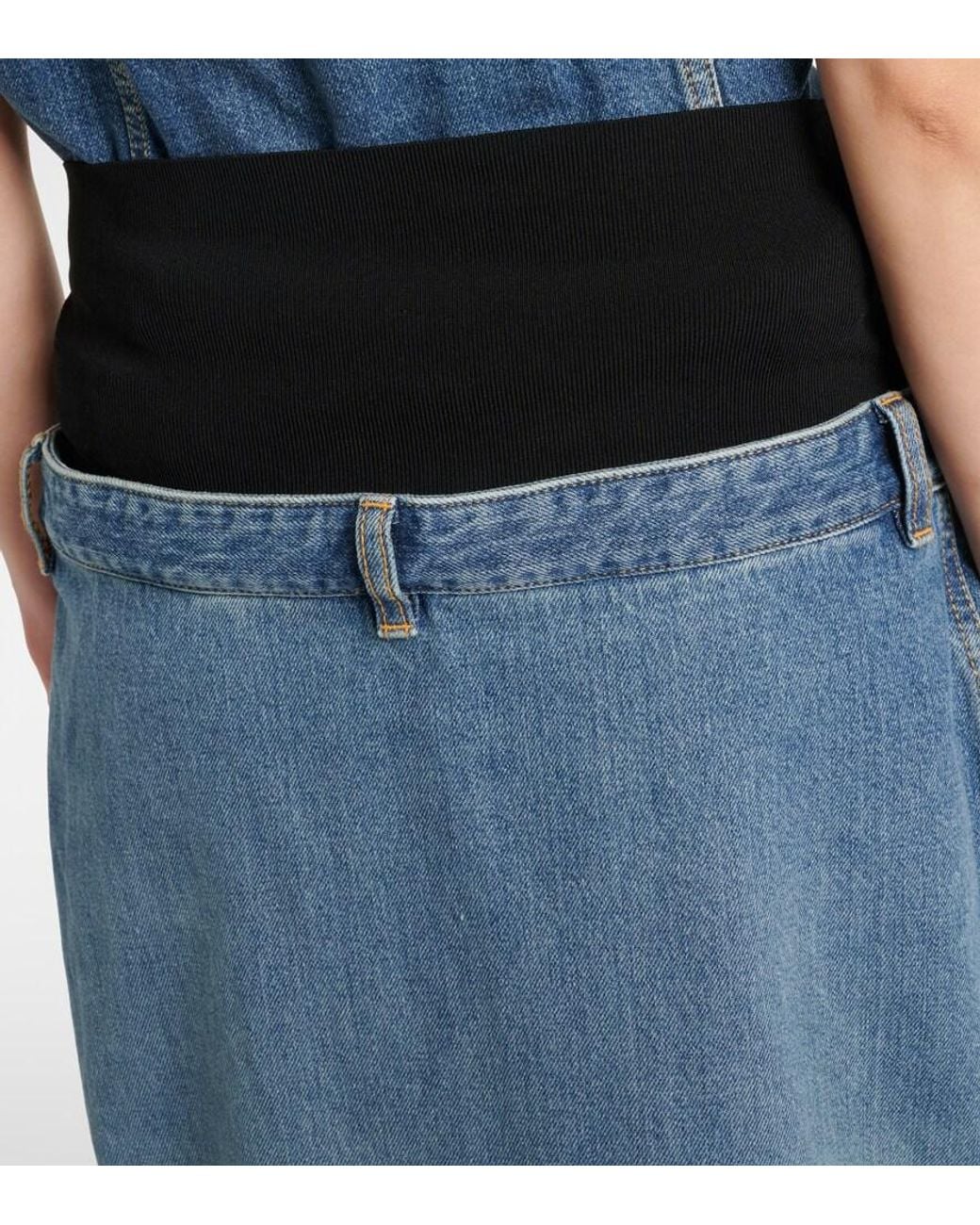 Falda Larga De Denim Alaïa de color Blue