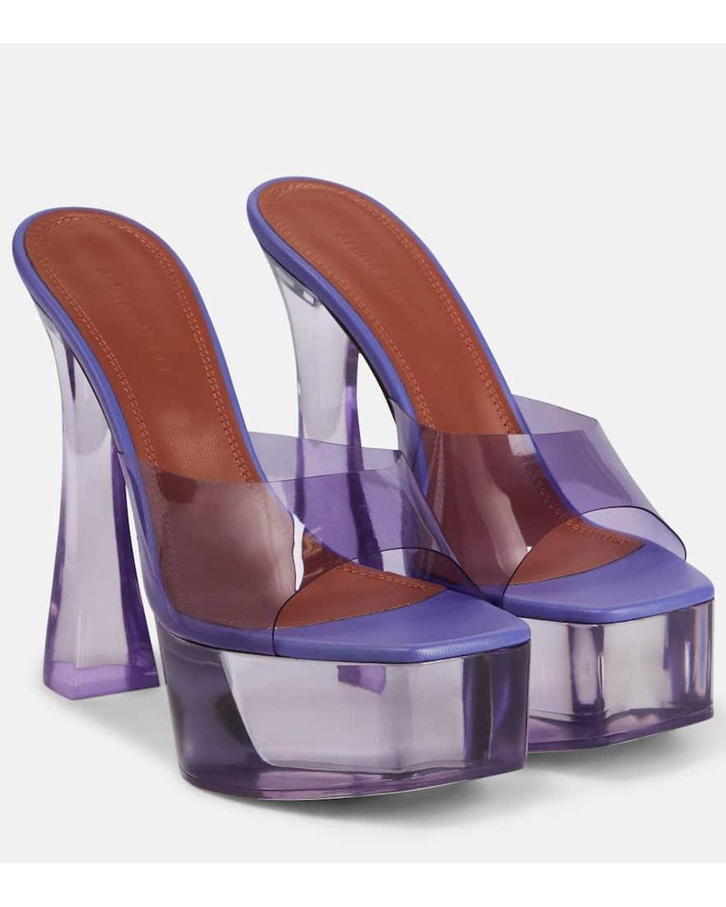 【Amina Muaddi】 Dalida Glass PVCプラットフォームミュール Dalida Glass Plateau Slipper Transparent PVC