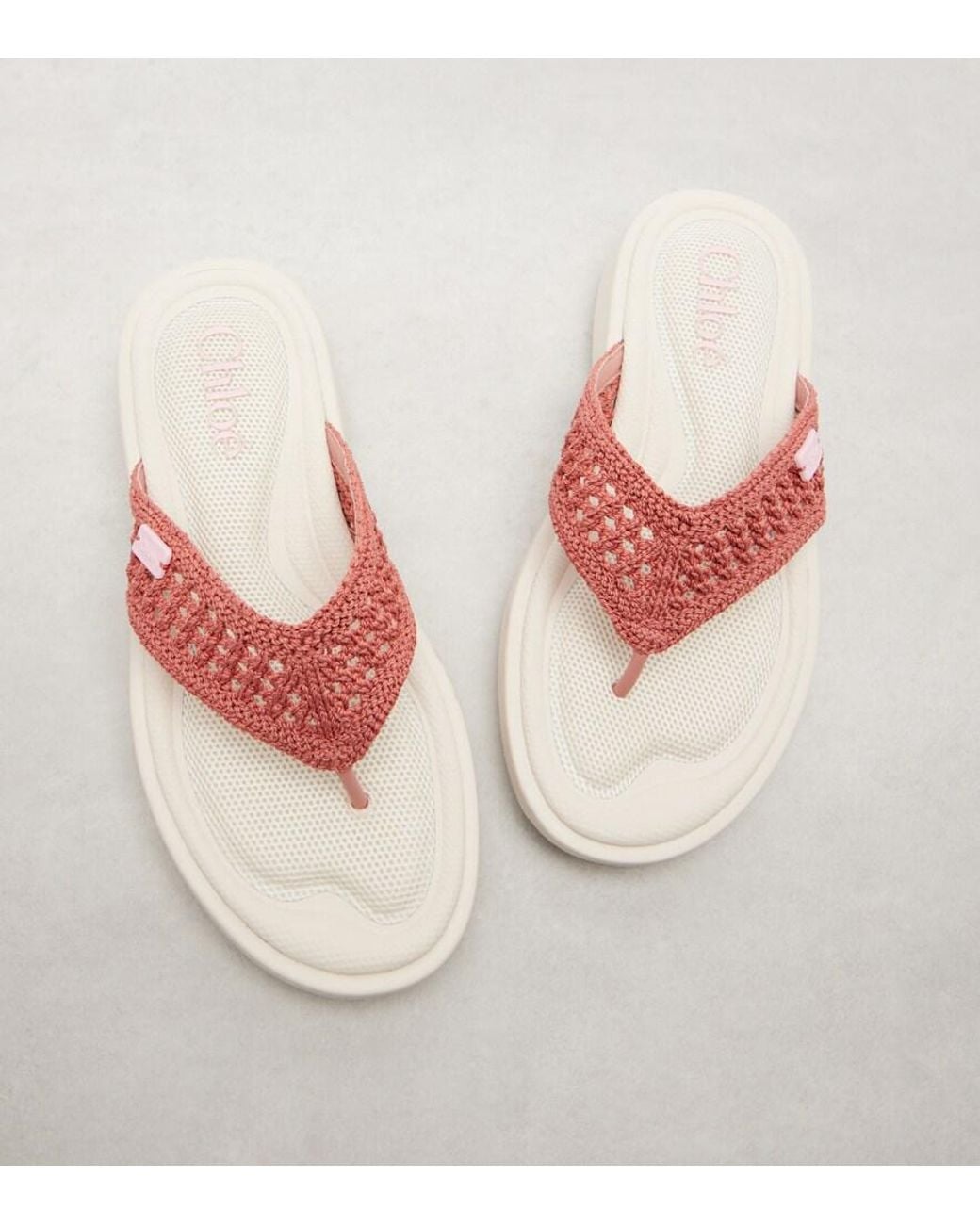 Chloé Pink La Poolette Crochet Thong Sandals