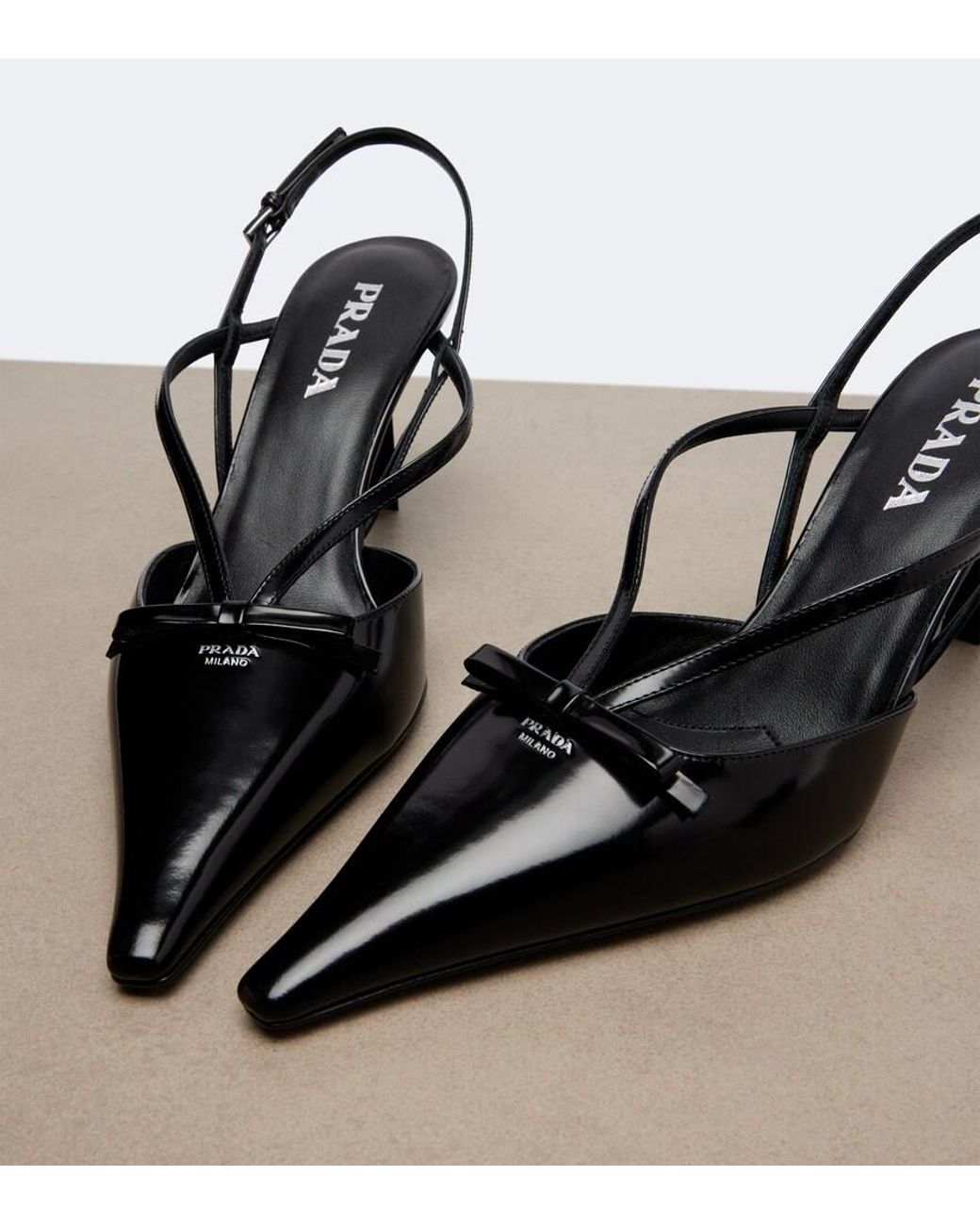 Prada Black Leather Slingback Pumps