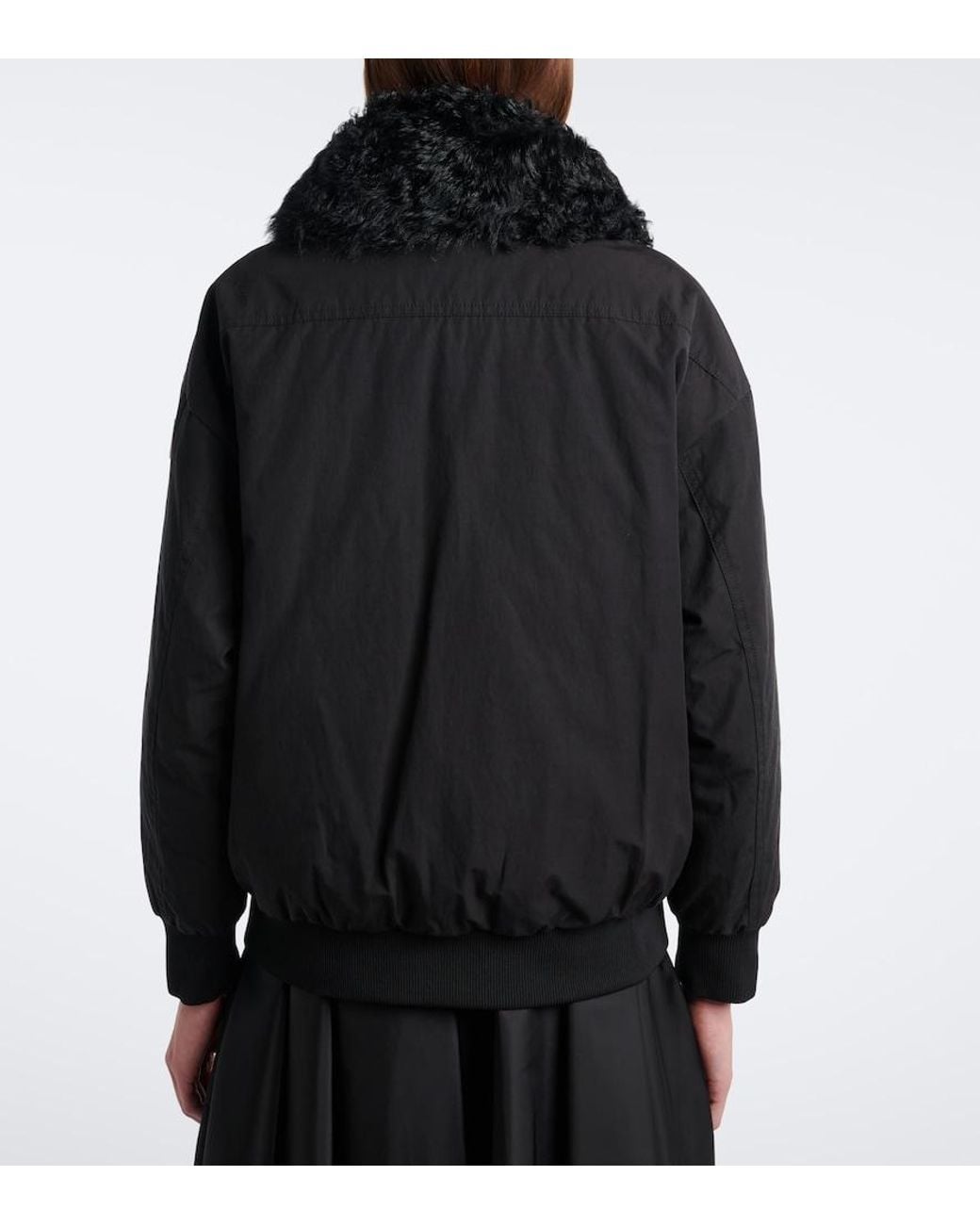 Moncler Black Rougequeue Shearling-Trimmed Down Jacket