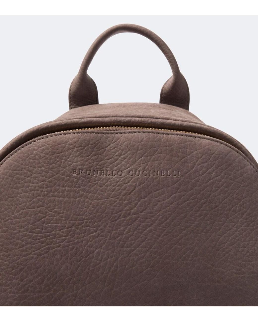 Brunello Cucinelli Brown Leather Backpack for men