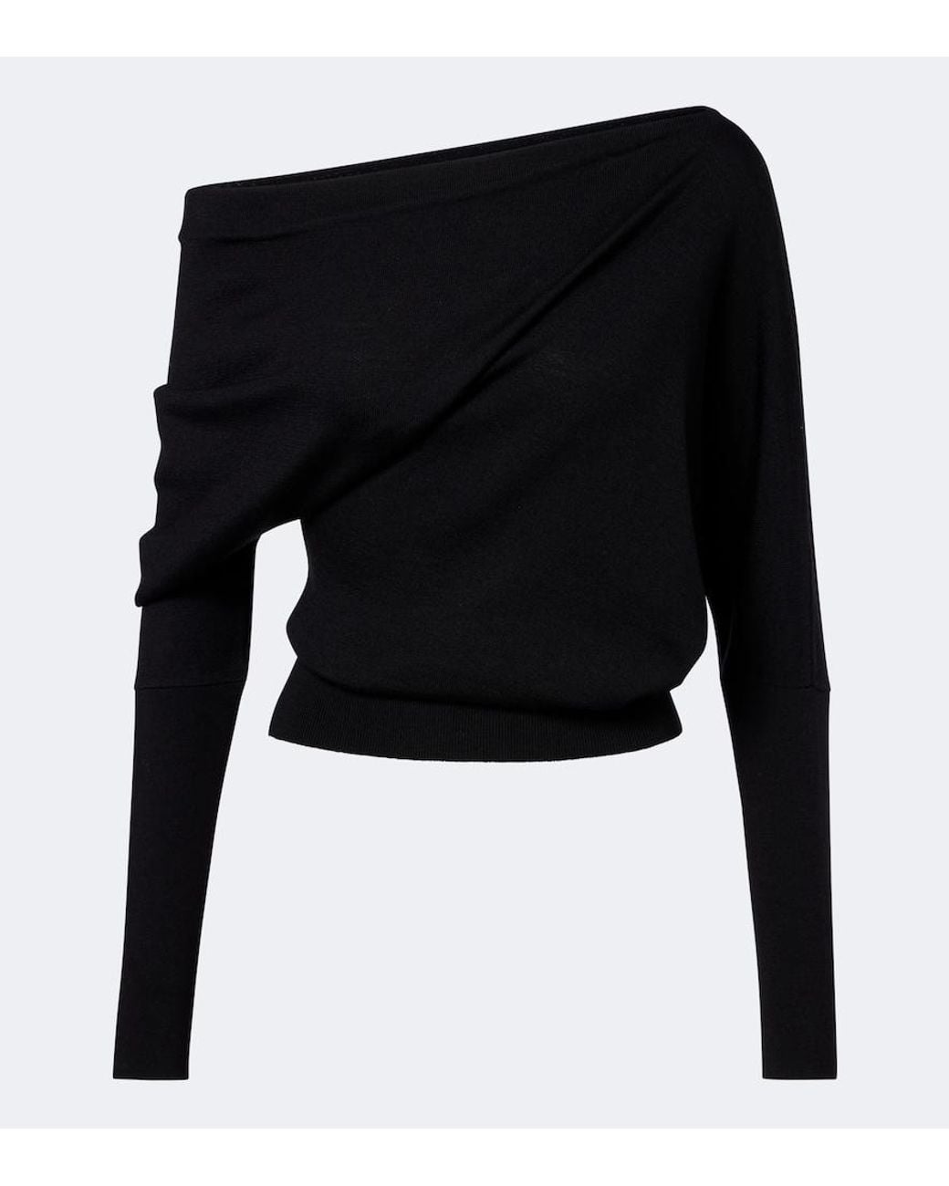 Tom Ford Black Off-Shoulder Wool And Silk Sweater