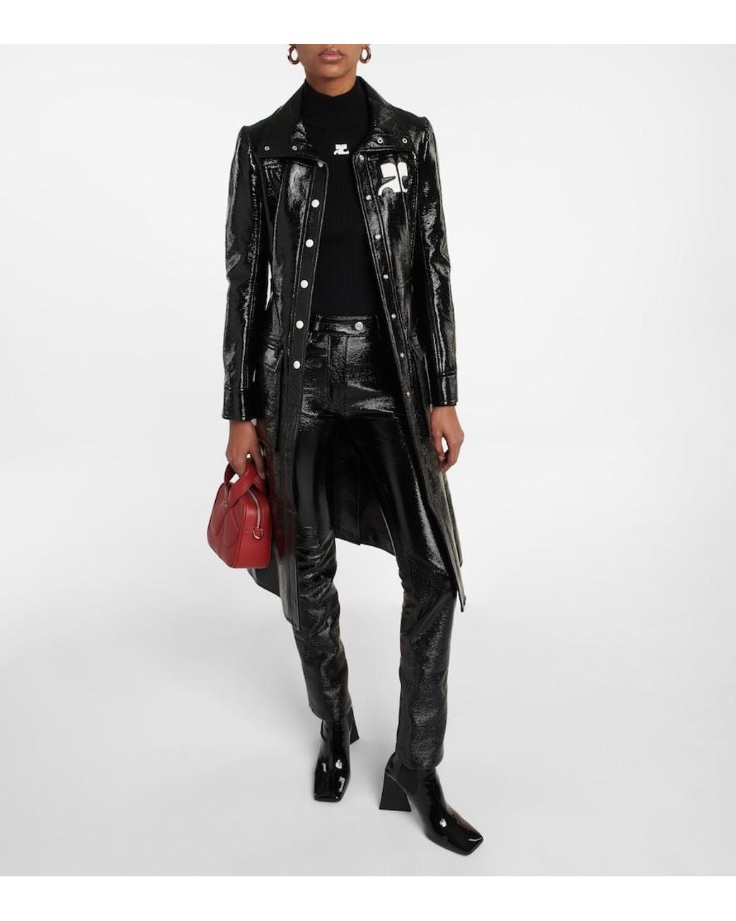 Courreges Black Logo Cotton-Blend Trench Coat