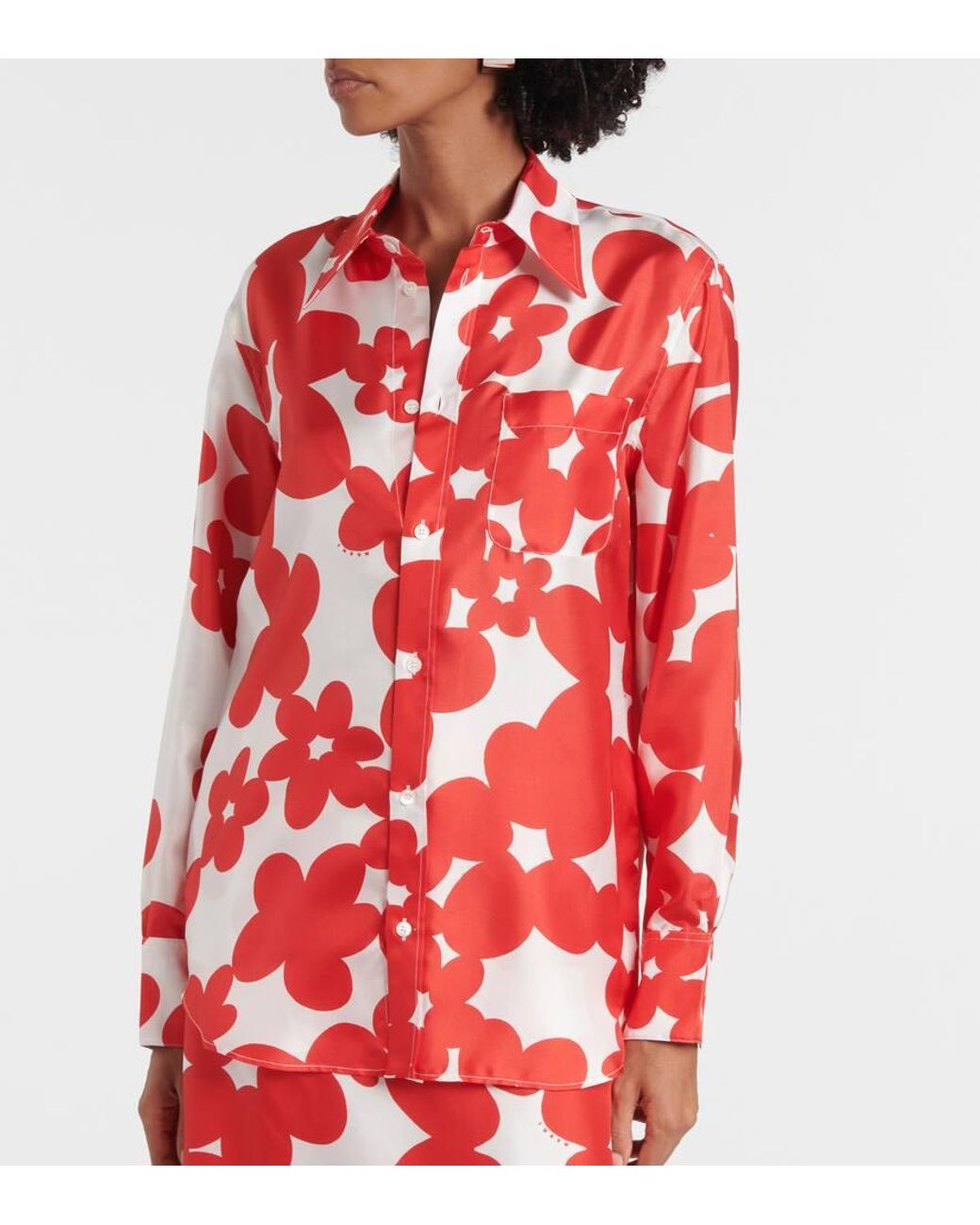 Marni Red Printed Silk Shirt
