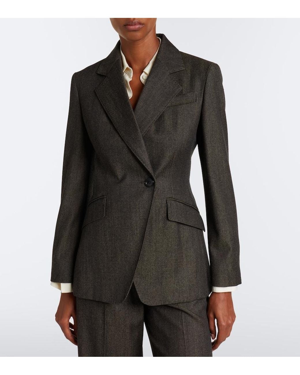 Max Mara Black Double-Breasted Virgin Wool Blazer