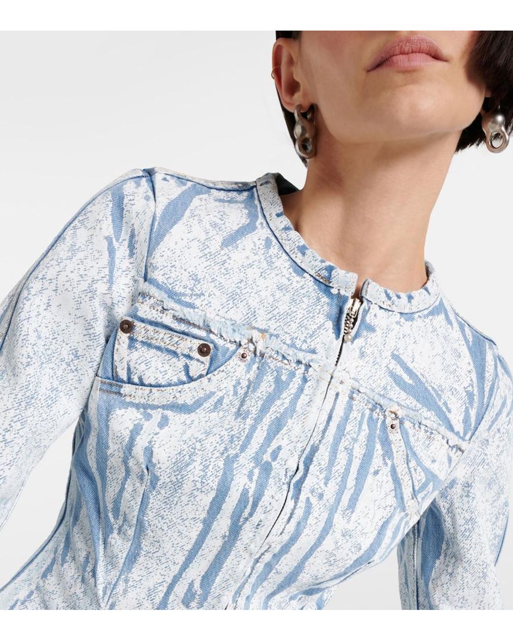 Acne Blue Printed Denim Jacket