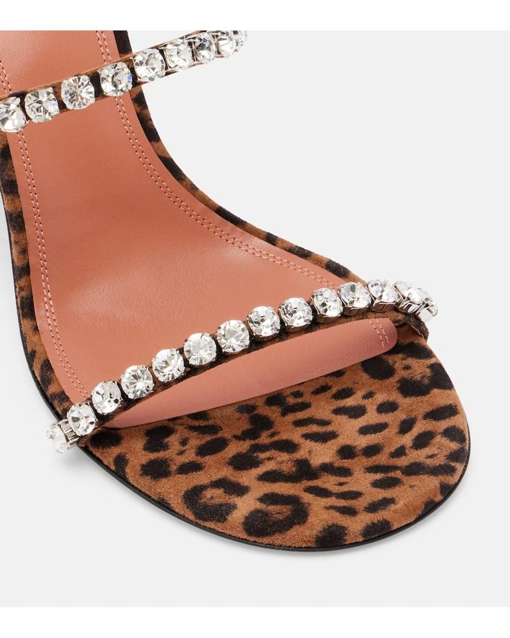 AMINA MUADDI Brown Gigi 95 Leopard-Print Suede Mules