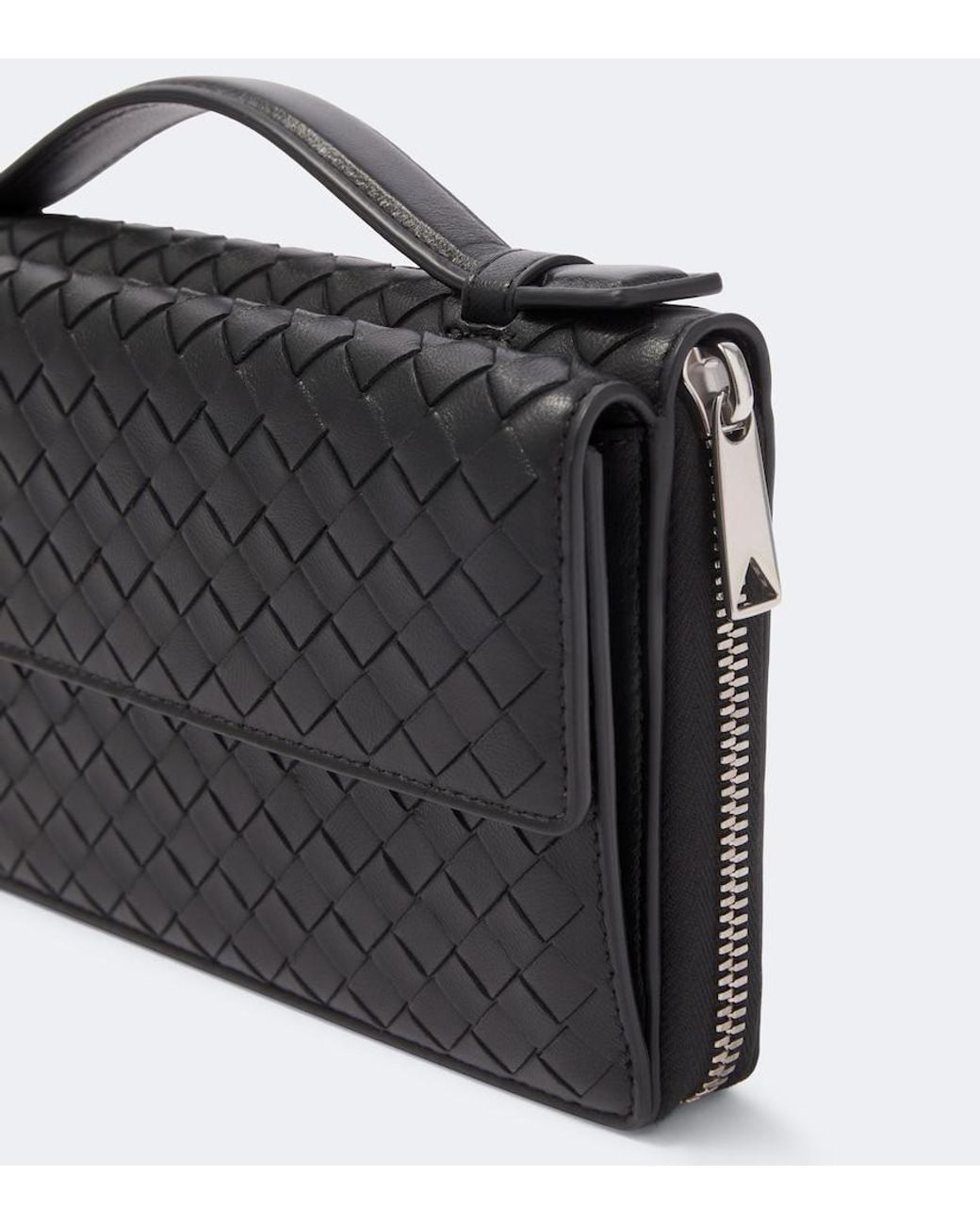 Bottega Veneta Black Intrecciato Leather Pouch for men