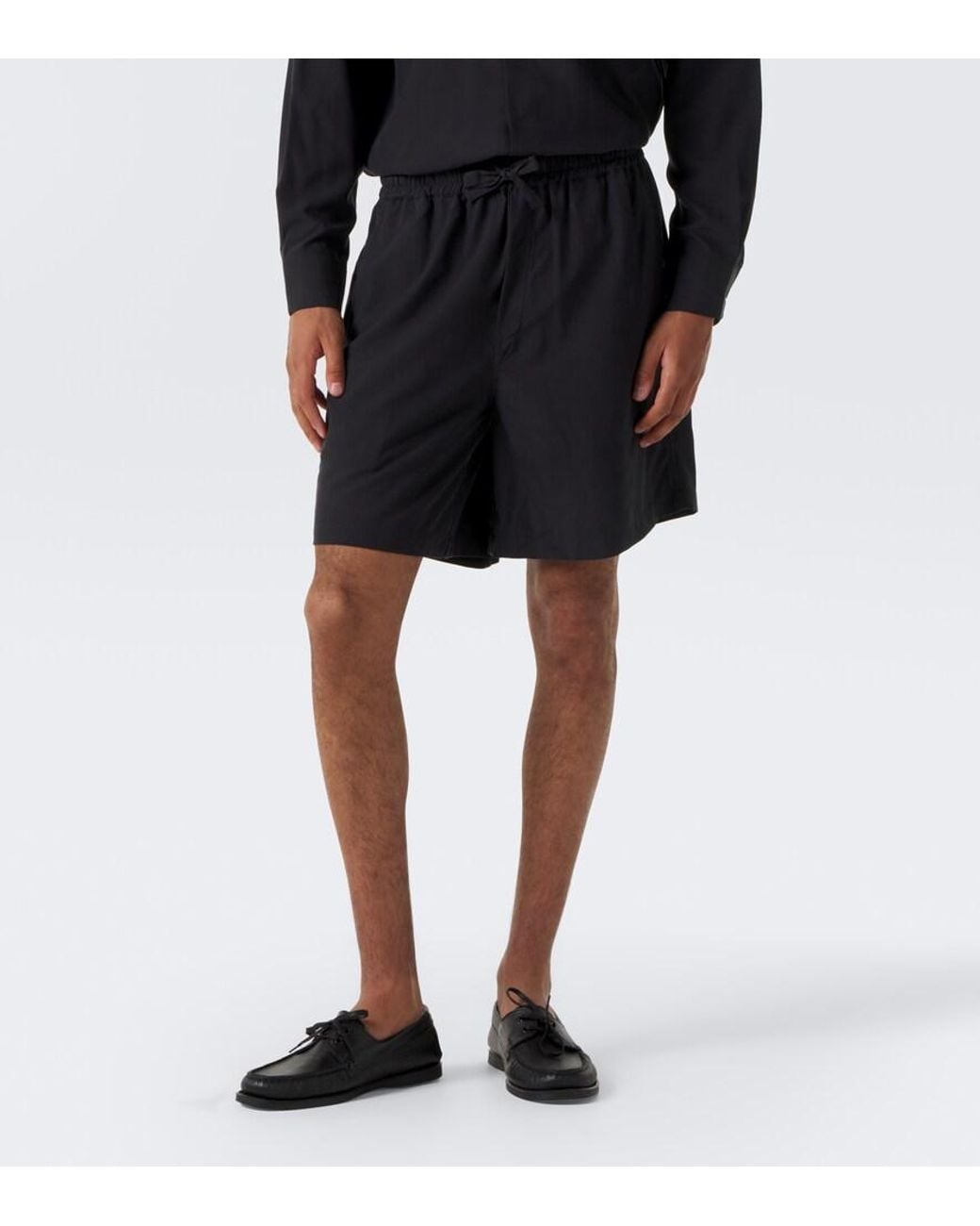 Saman Amel Black Henri Silk Shorts for men