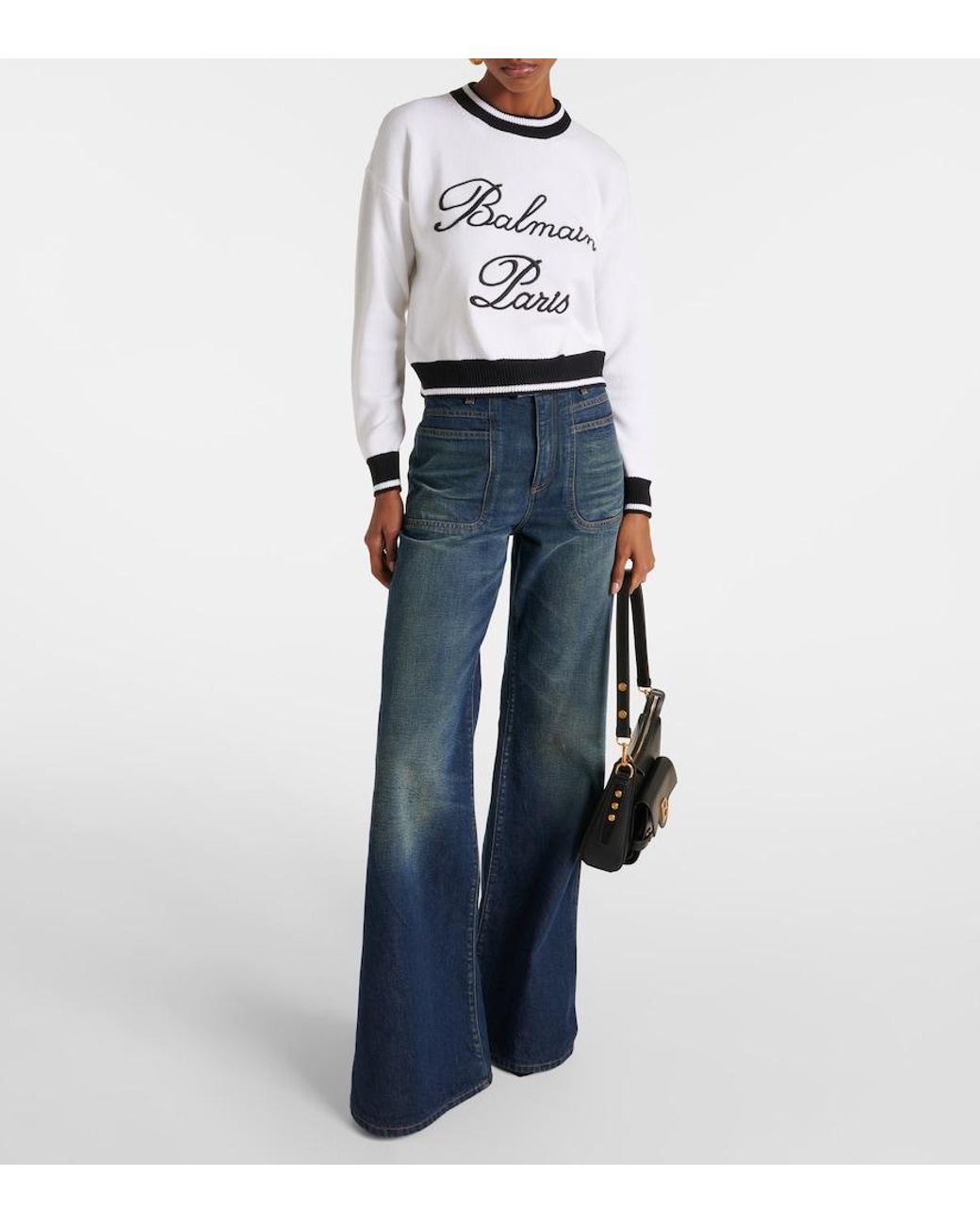 Balmain White Sweater With Logo