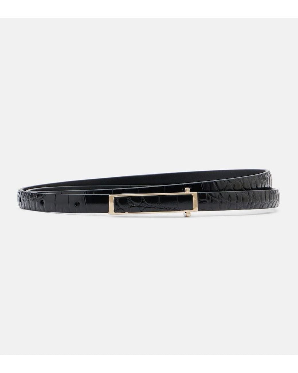 Tom Ford Black Croc-Effect Patent Leather Belt