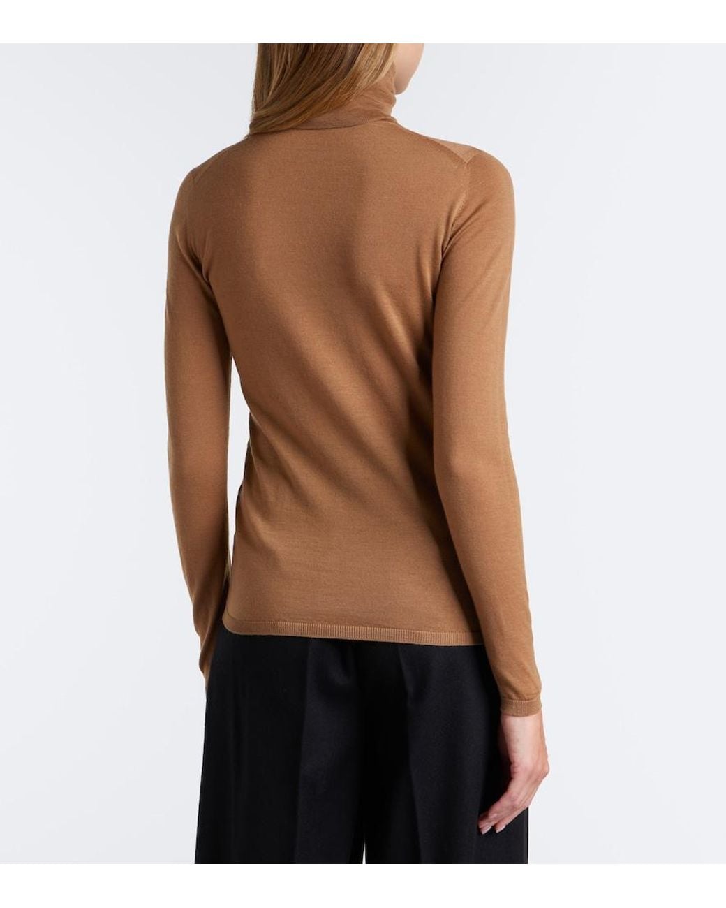 Max Mara Brown Virgin Wool Turtleneck Sweater