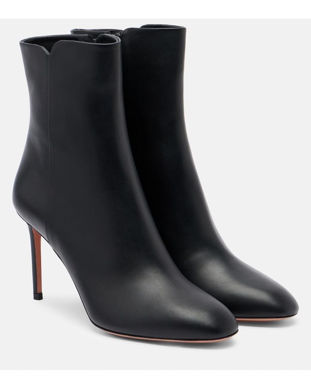 Aquazzura Black Sellier 85 Leather Ankle Boots