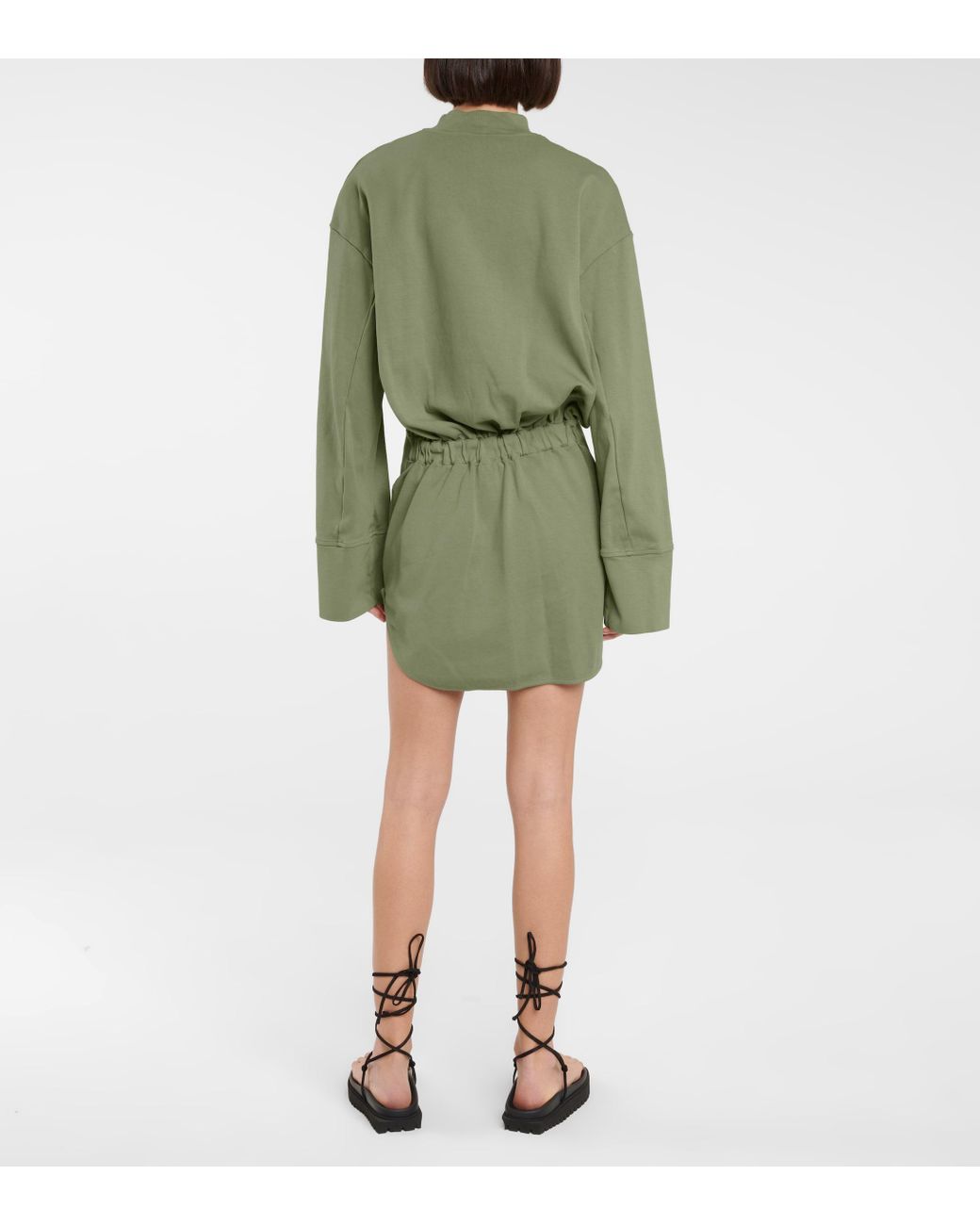 The Attico Palmer Cotton Sweatshirt Dress in Green Lyst