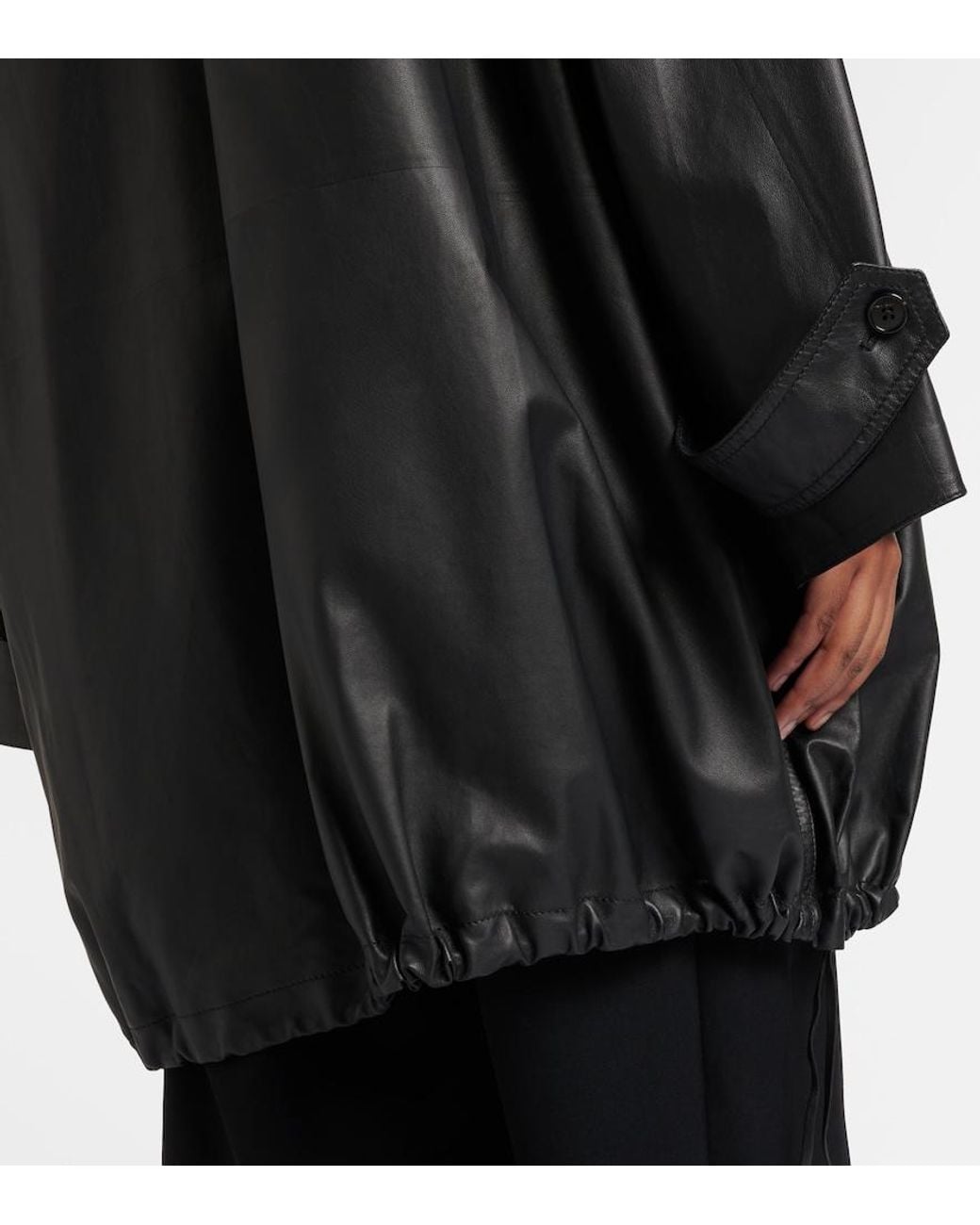 The Row Black Cassandre Leather Coat