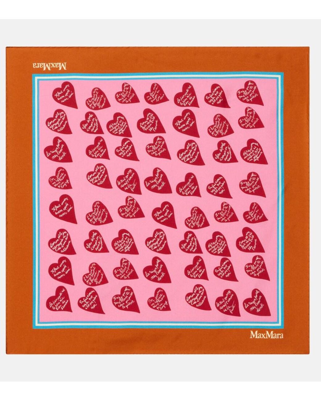 Max Mara Red Printed Silk Twill Scarf