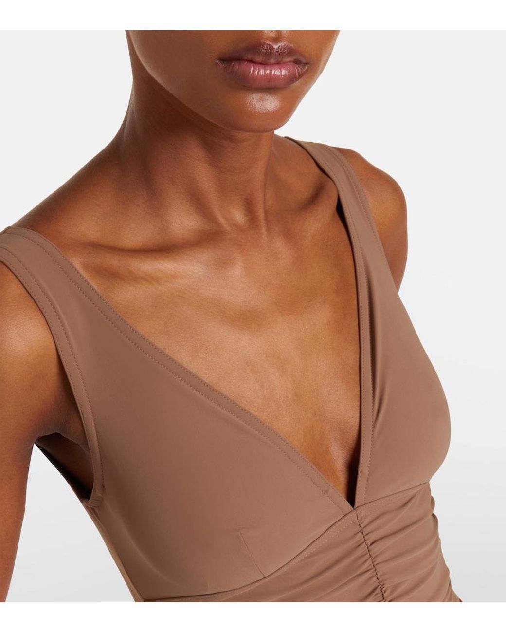Karla Colletto Brown Smart Ruched Swimsuit