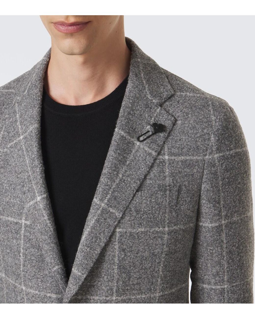 Lardini Gray Checked Alpaca And Wool-Blend Blazer for men
