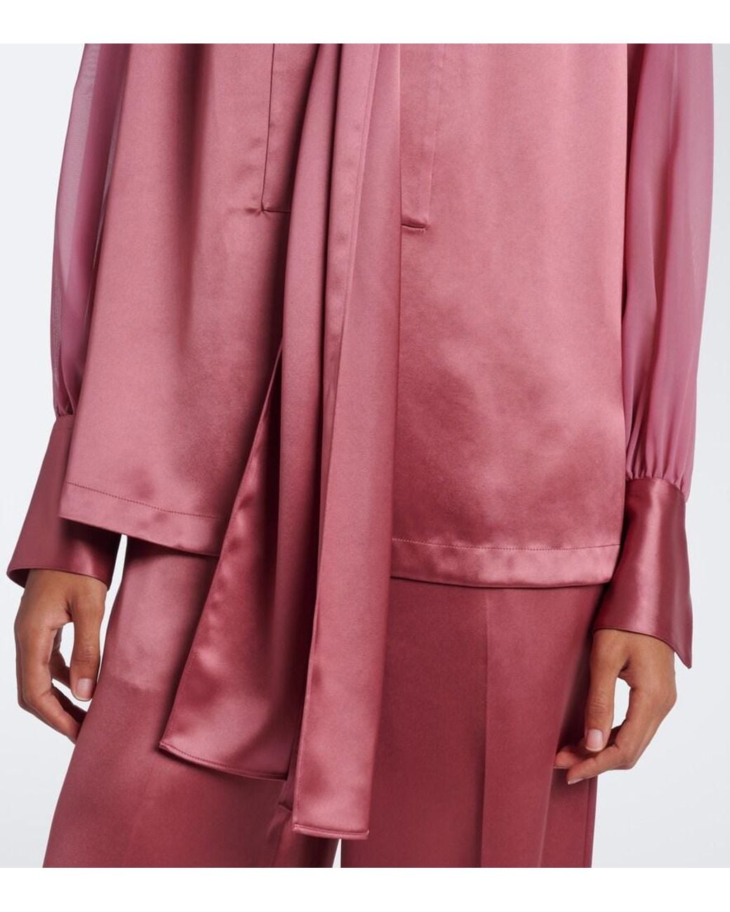Joseph Red Paula Satin And Chiffon Blouse