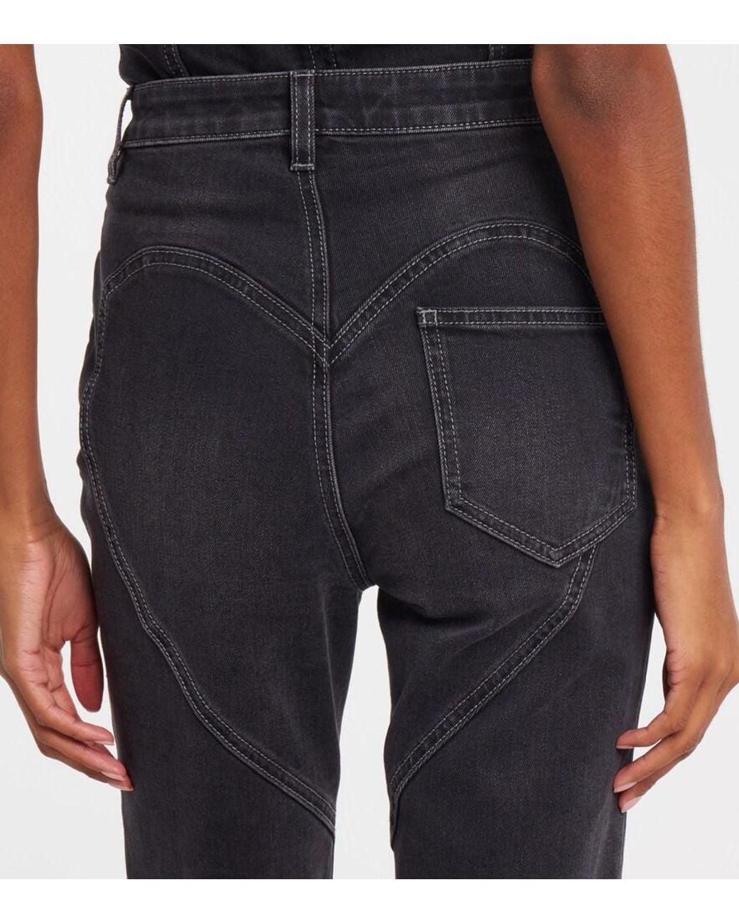 Area Blue Bow-Detail Cropped Straight Jeans
