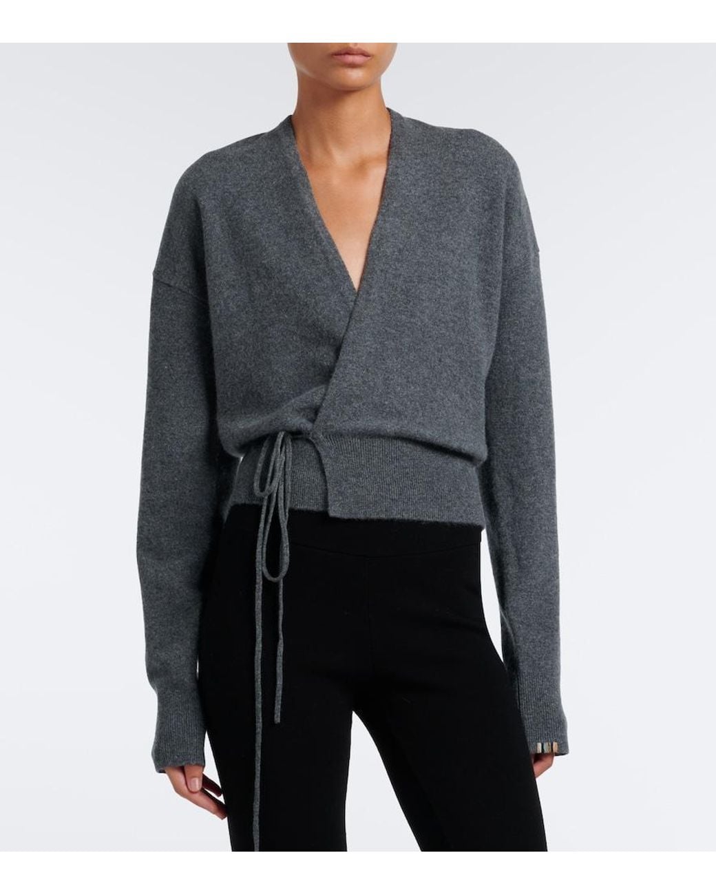 Extreme Cashmere Gray N°516 Ella Cashmere-Blend Wrap Cardigan