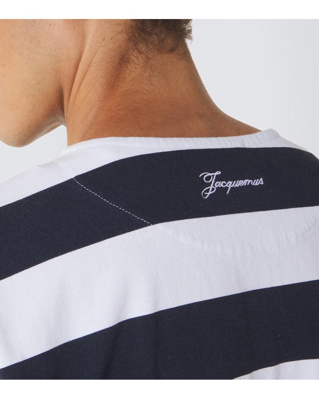 Jacquemus Blue Mariniere Striped Cotton Jersey Henley Shirt for men
