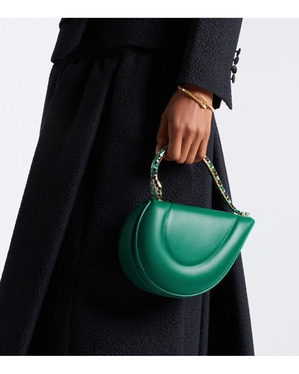 BVLGARI Green Serpenti Cuore 1968 Leather Top-Handle Bag