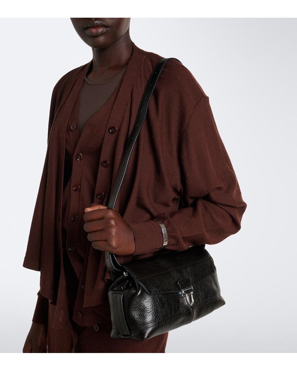 Lemaire Black Gear Leather Shoulder Bag