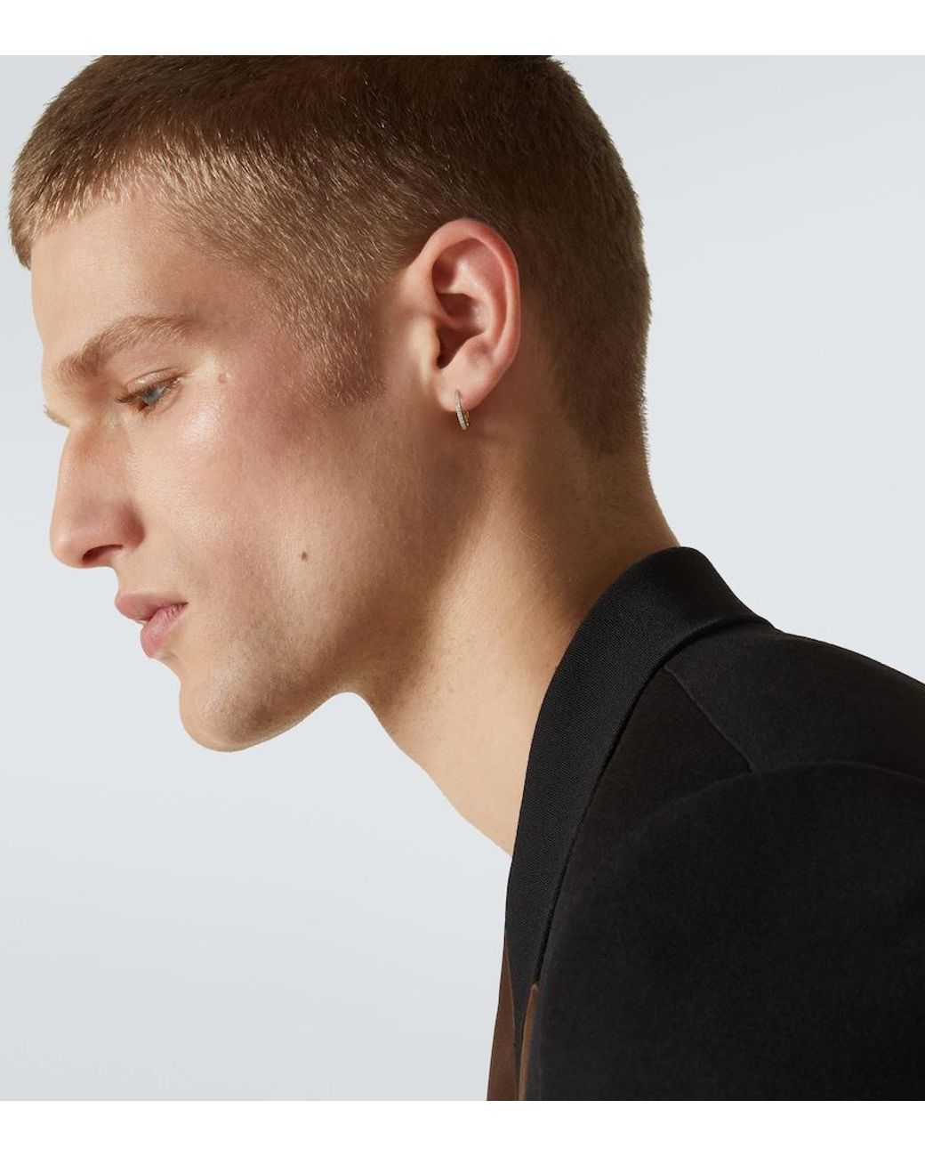 Mateo White 14Kt Single Hoop Earring With Diamonds for men