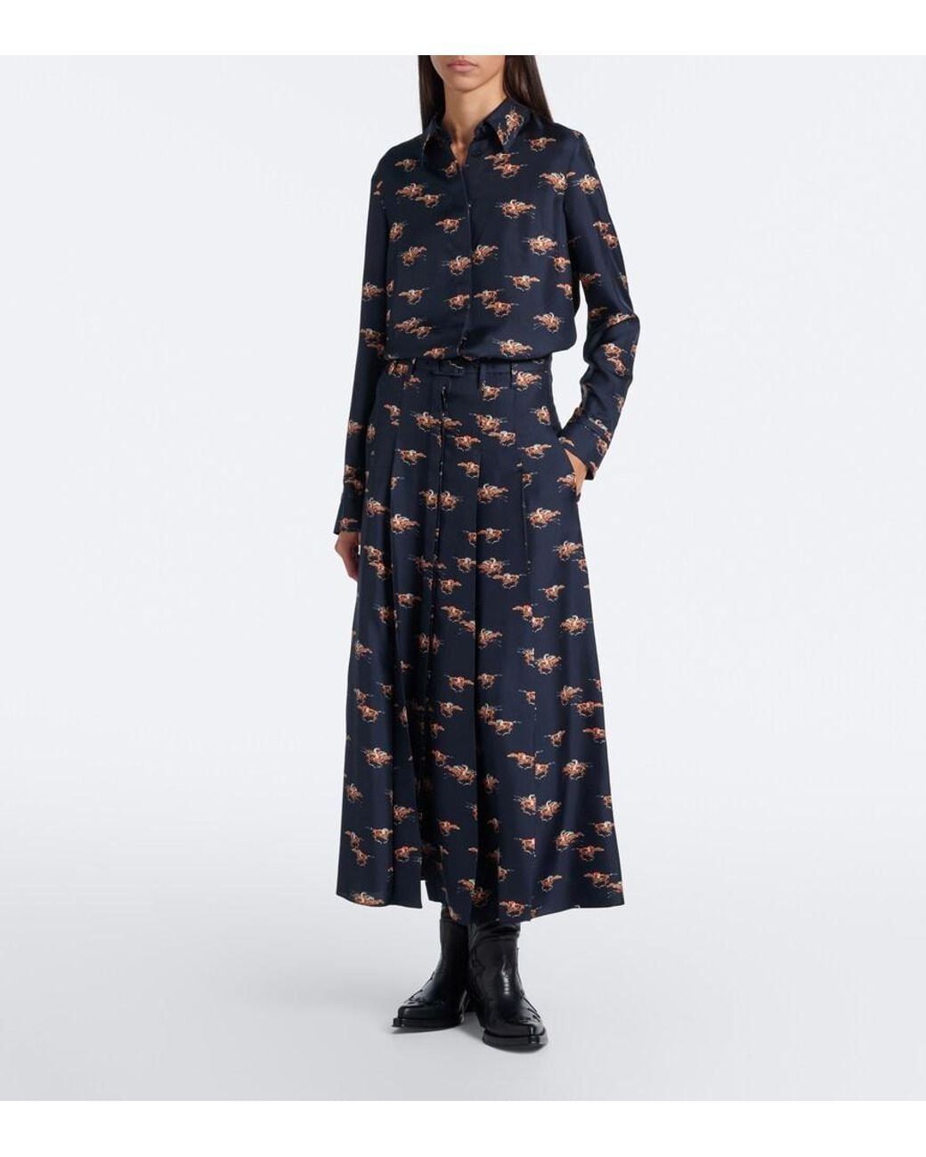 Gabriela Hearst Blue Cruz Printed Silk Twill Shirt