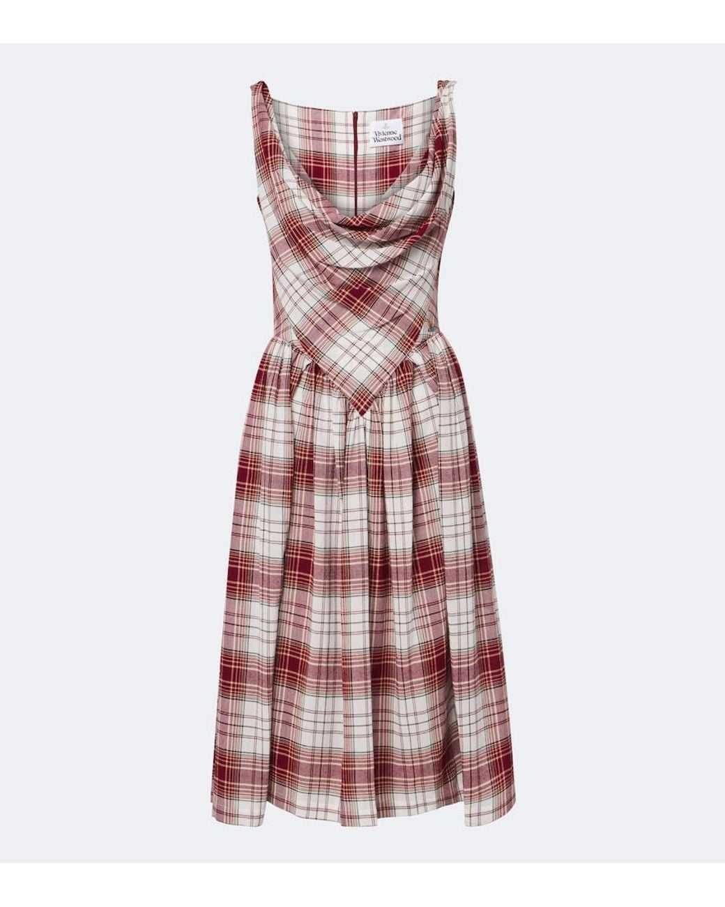 Vivienne Westwood Purple Sunday Draped Tartan Crepe Midi Dress