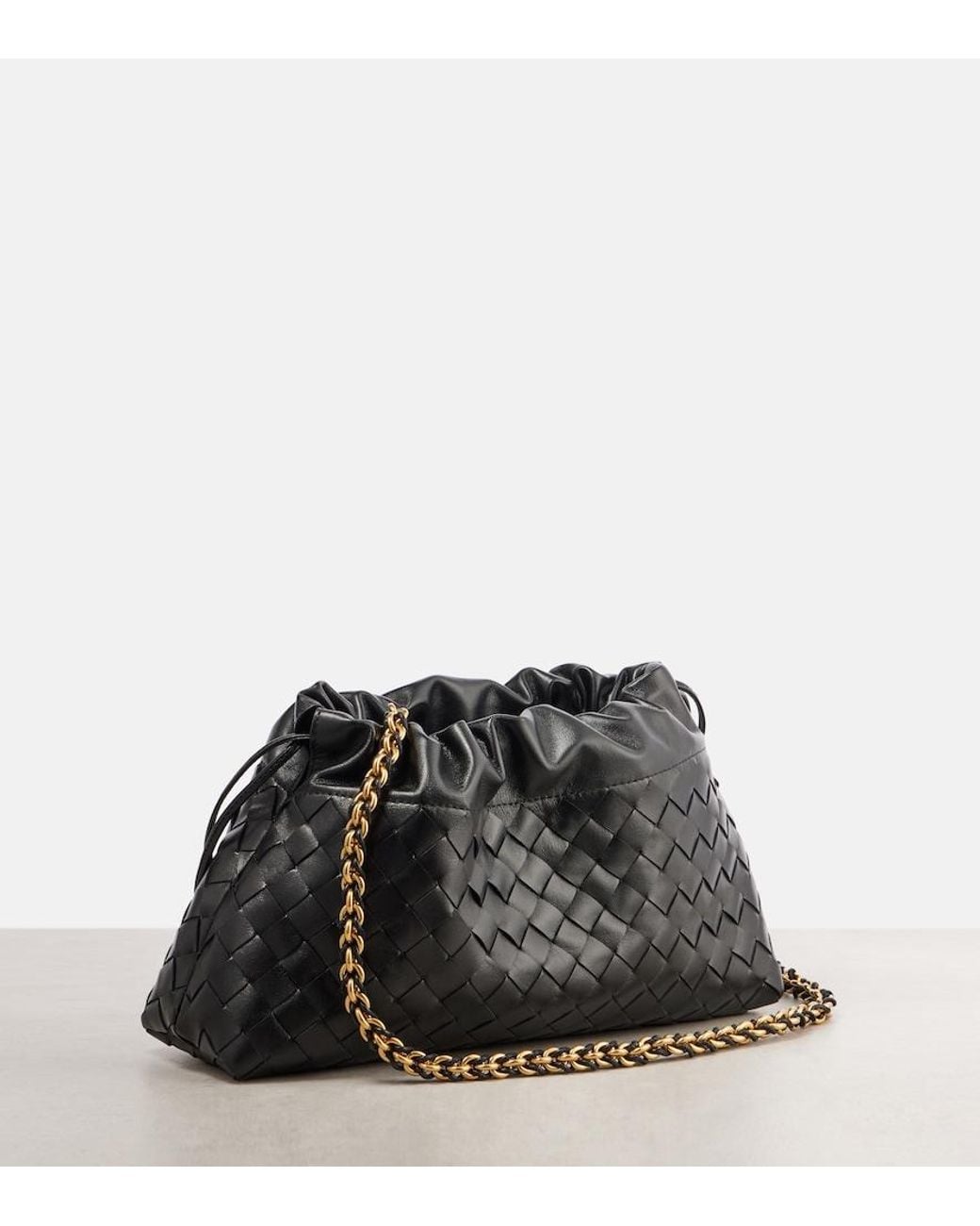 Bottega Veneta Black Dustbag Soiree Medium Leather Clutch