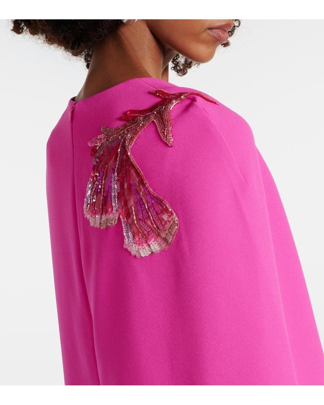 Safiyaa Pink Mattia Caped Embellished Gown
