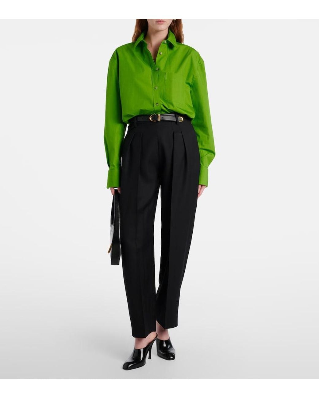 Khaite Green Newton Cotton Poplin Shirt