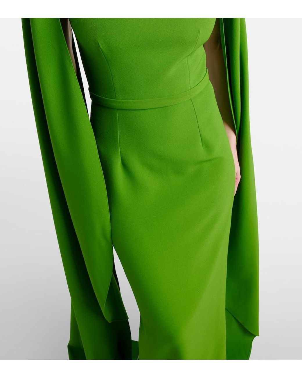 Safiyaa Green Agata Embellished Crêpe Gown