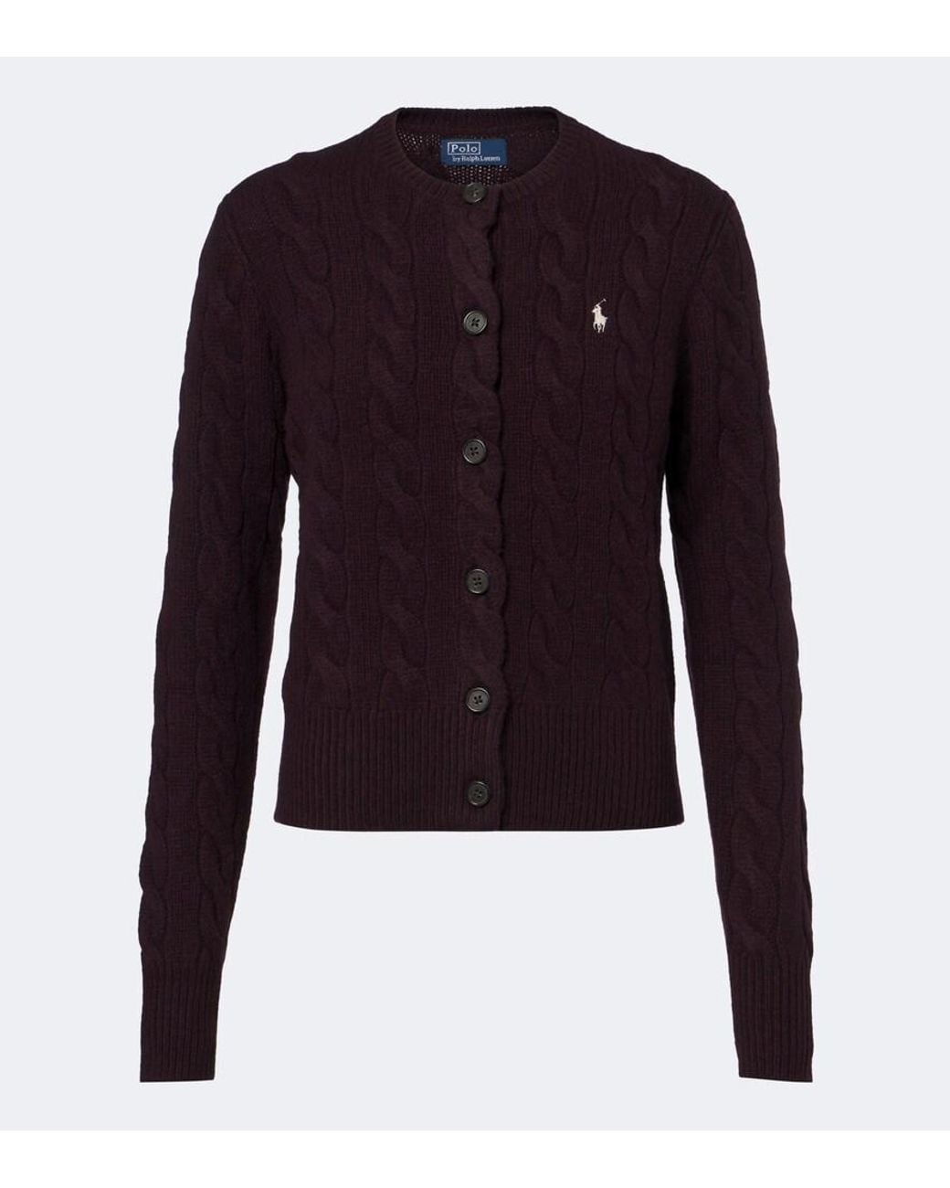 Polo Ralph Lauren Blue Cable-Knit Wool And Cashmere Cardigan