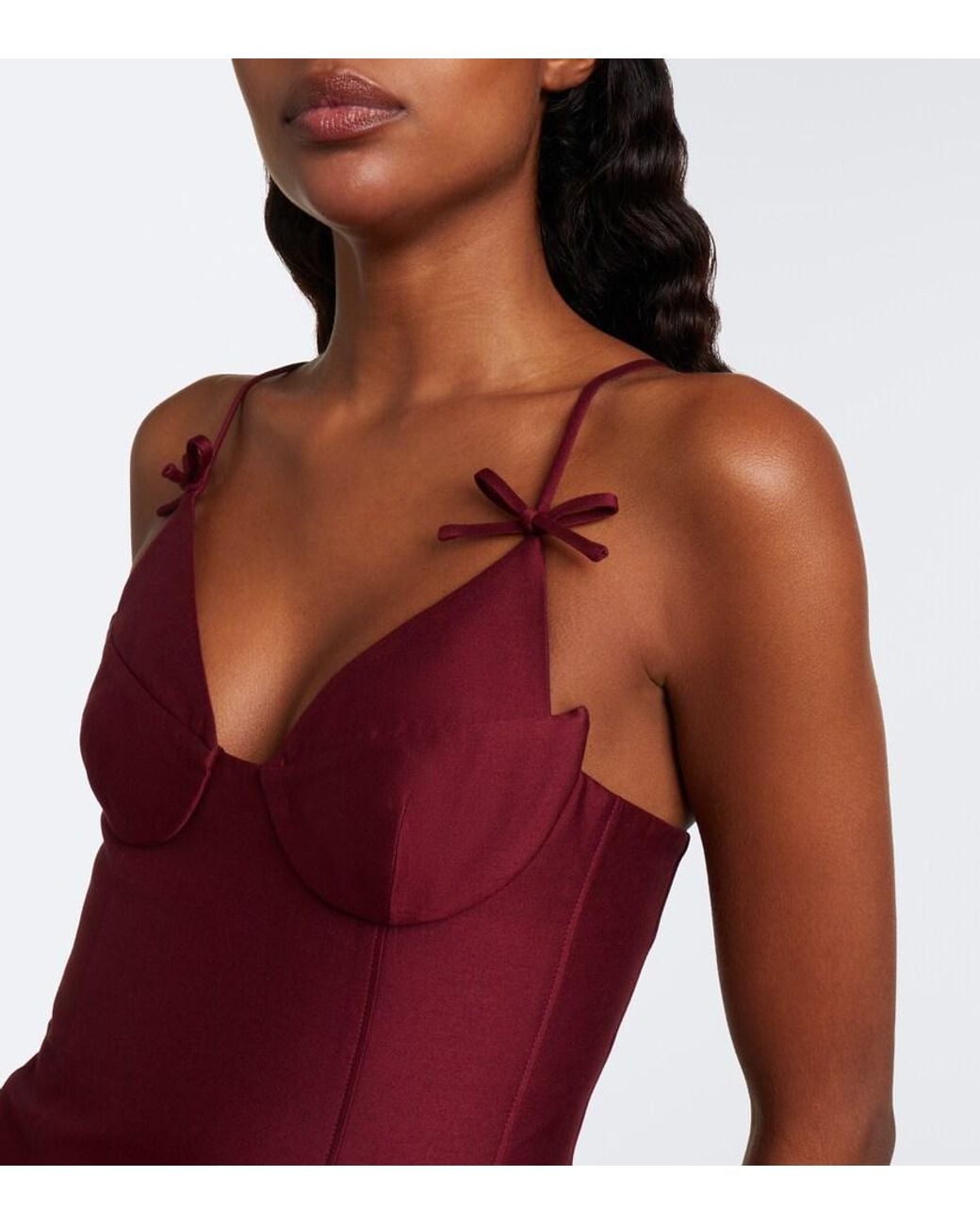 ShuShu/Tong Red Wool And Silk-Blend Bustier Dress