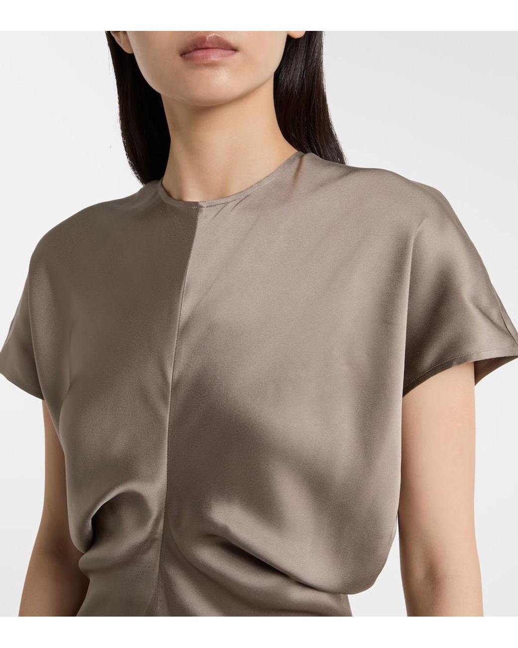 Totême Natural Draped Satin Maxi Dress