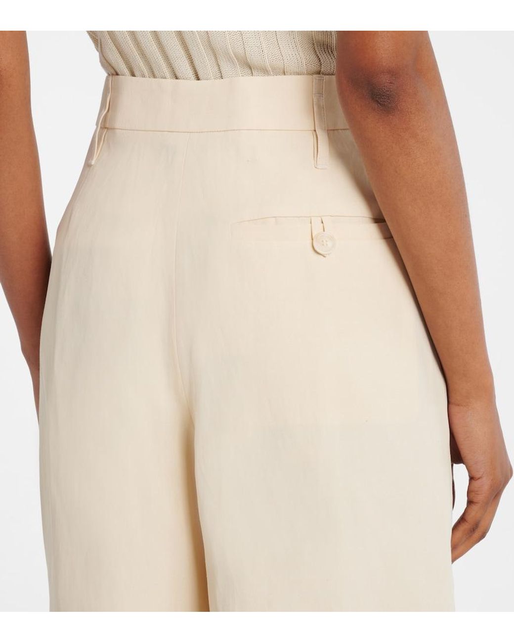 Stella McCartney Natural High-Rise Wide-Leg Pants