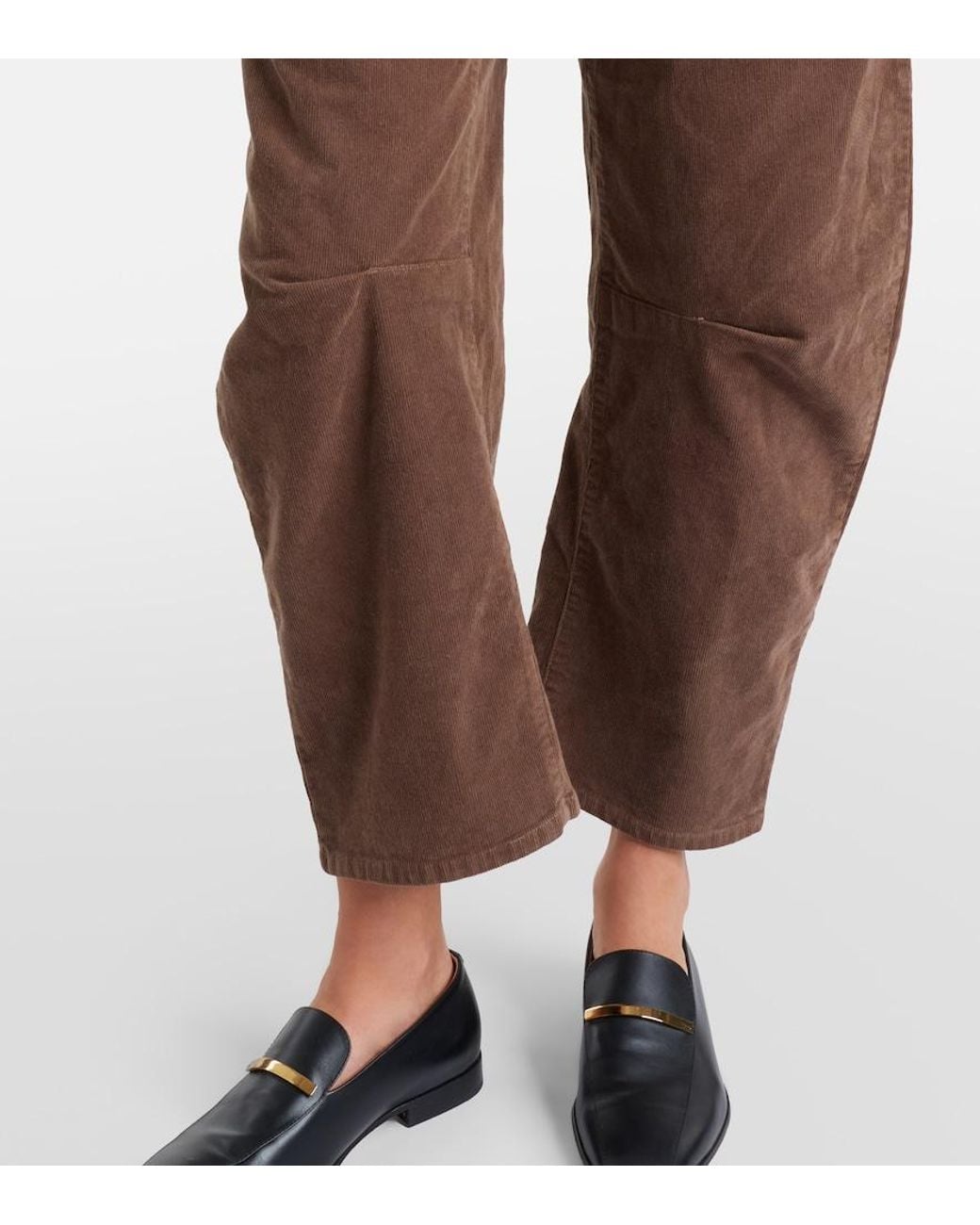 Nili Lotan Brown Shon Corduroy Barrel-Leg Pants